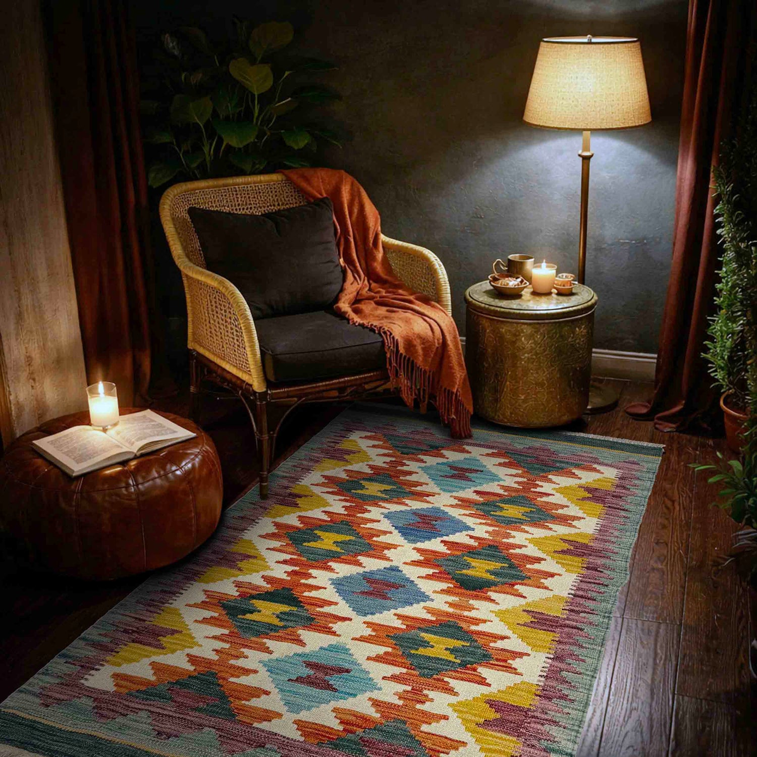 Handmade Multi Kilim Geometric 2x4 ft