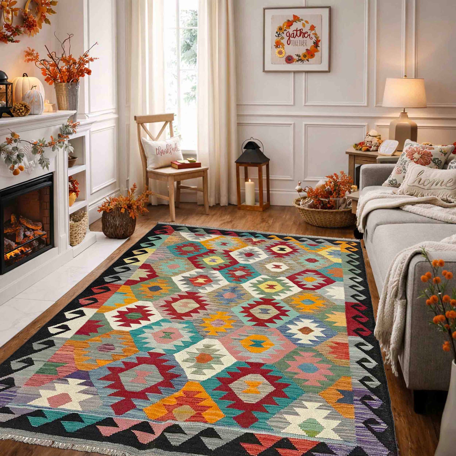Handmade Multi Kilim Geometric 4x7 ft