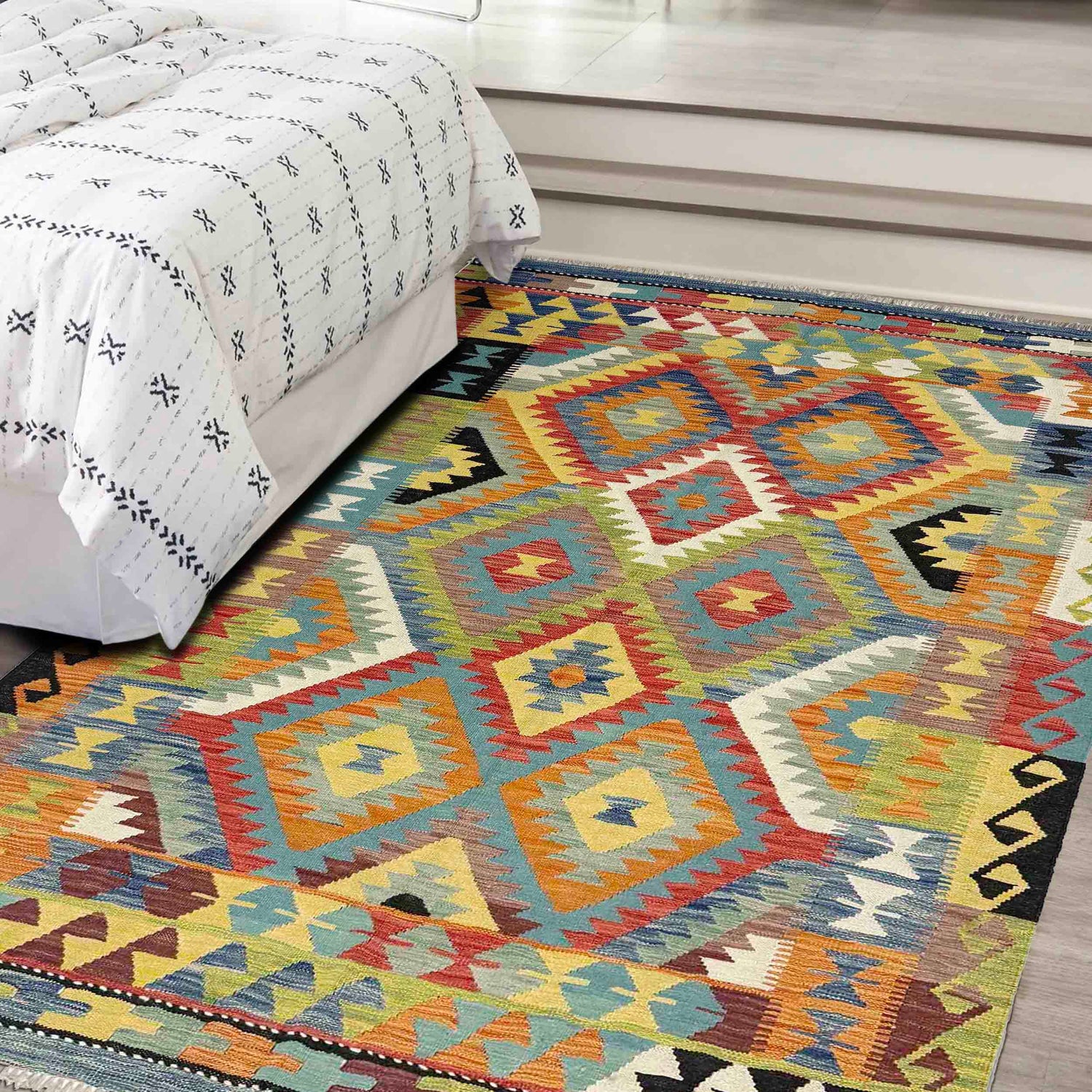 Handmade Multi Kilim Geometric 4x7 ft