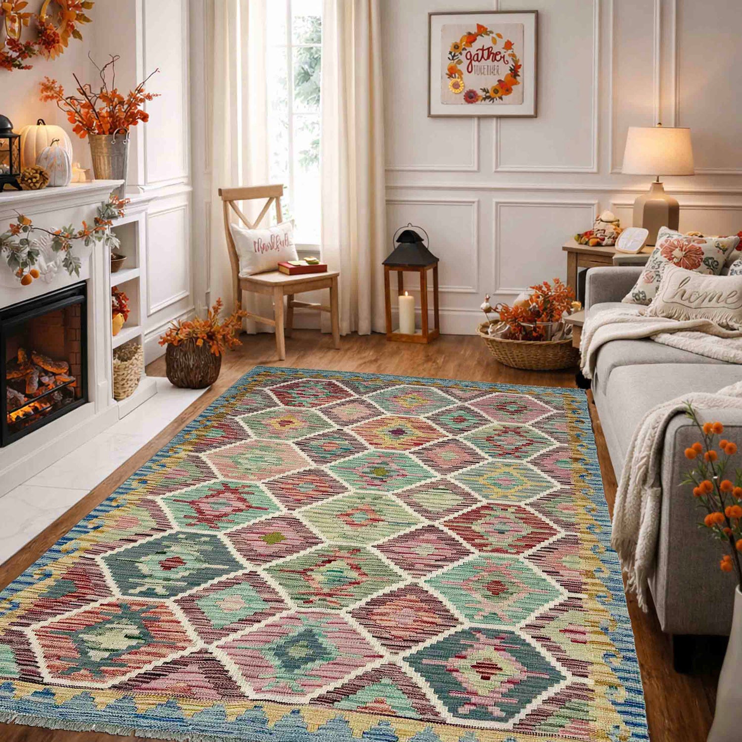 Handmade Multi Kilim Geometric 4x7 ft