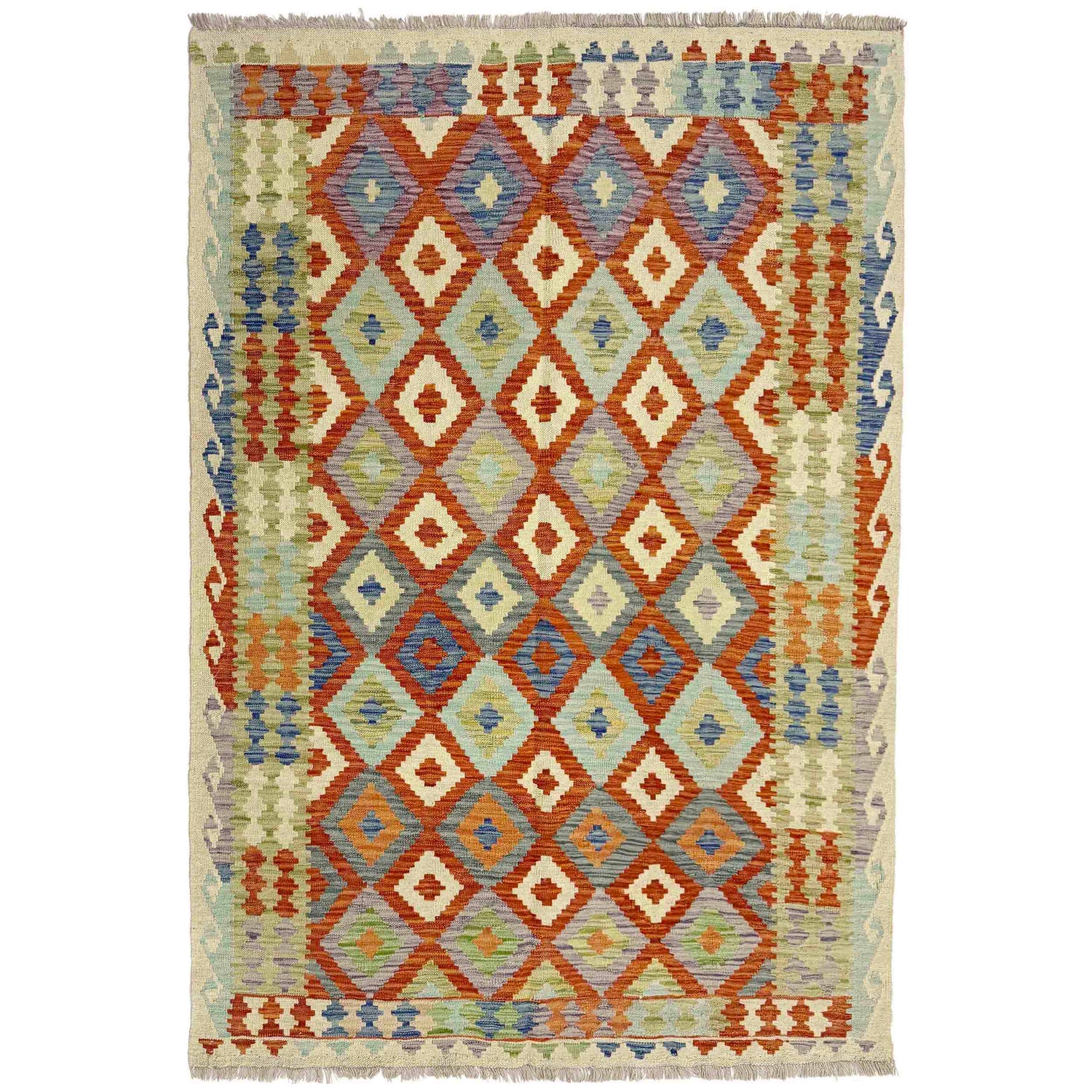 Handmade Multi Kilim Geometric 4x7 ft