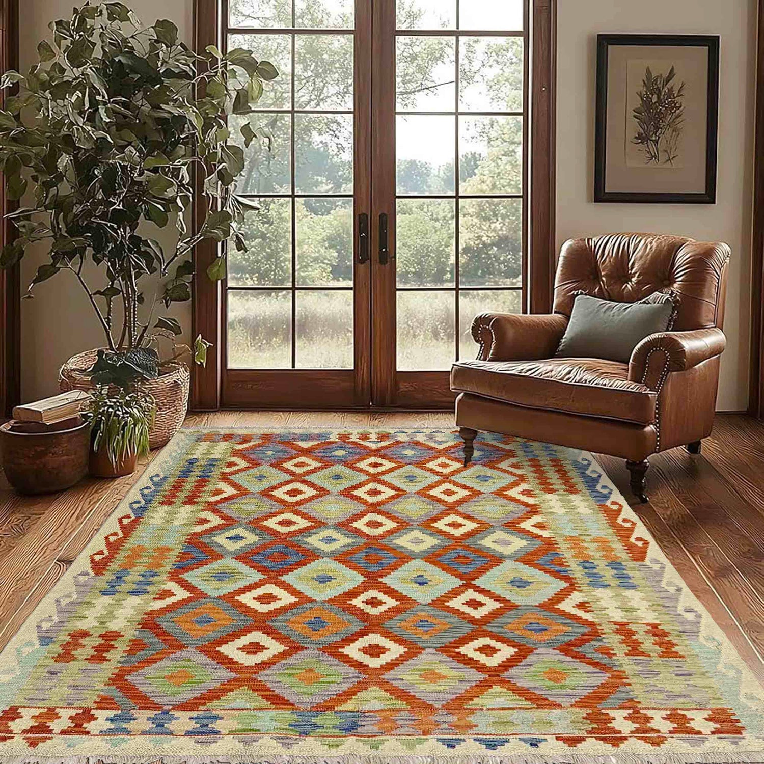 Handmade Multi Kilim Geometric 4x7 ft