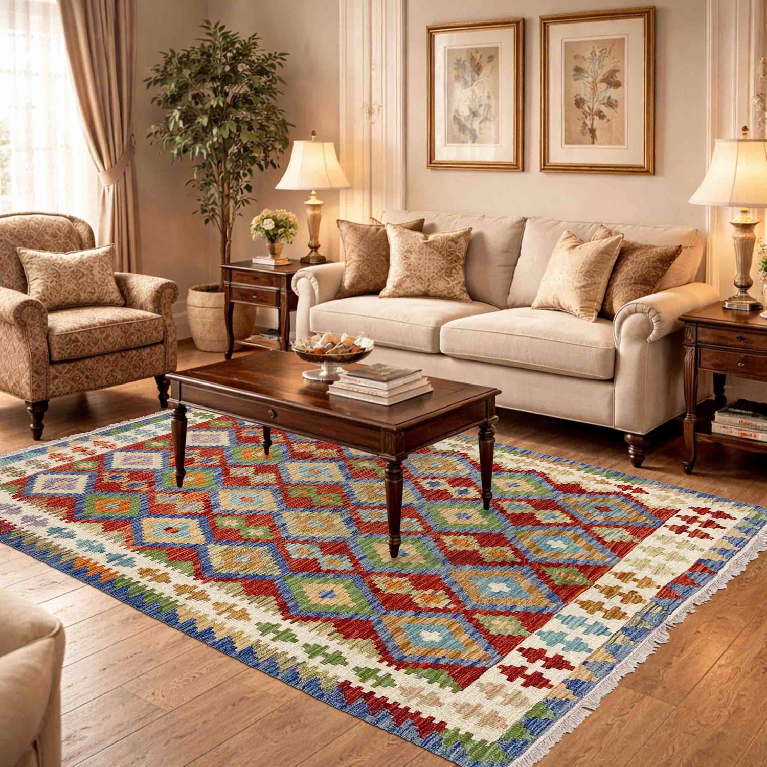 Handmade Multi Kilim Geometric 4x7 ft
