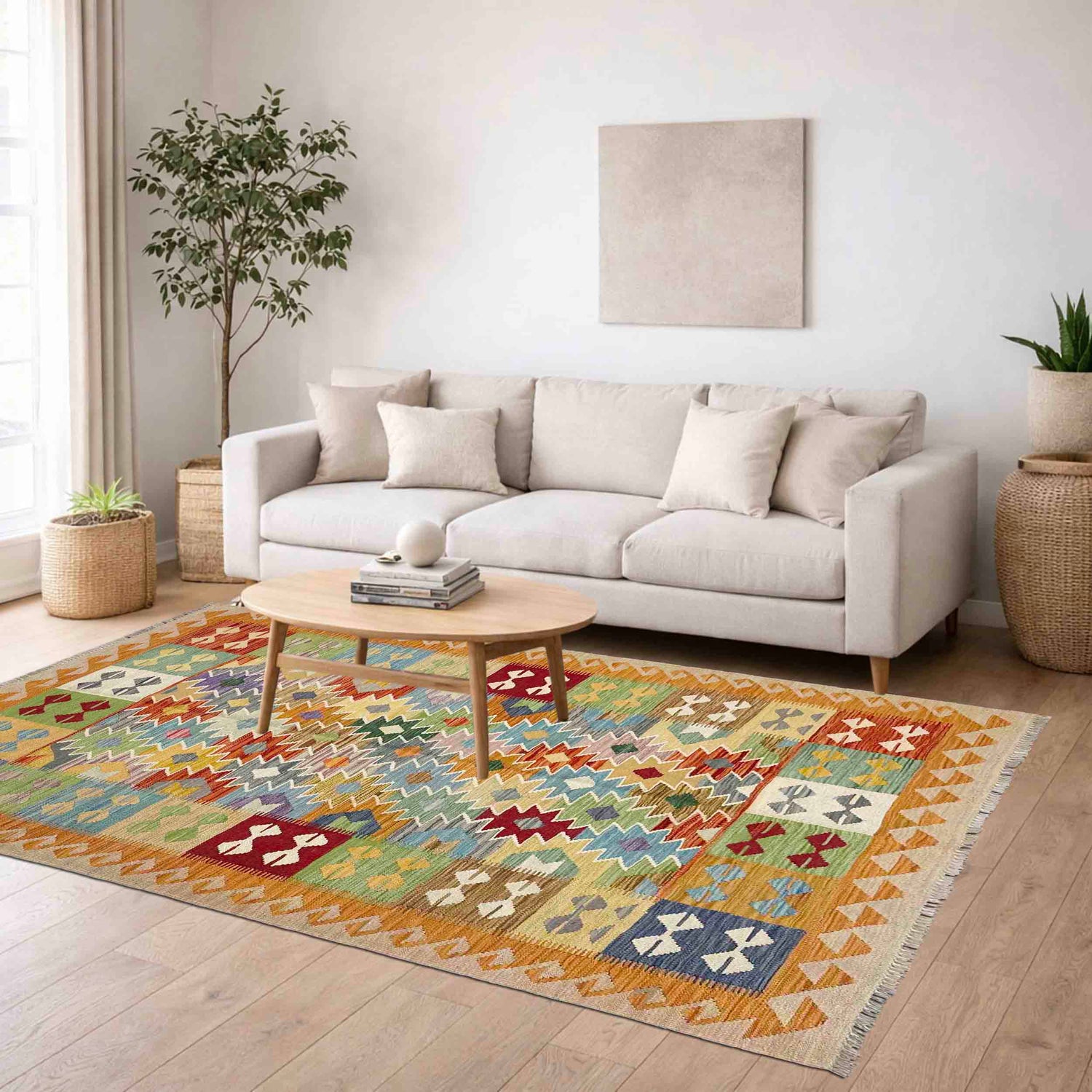 Handmade Multi Kilim Geometric 4x7 ft