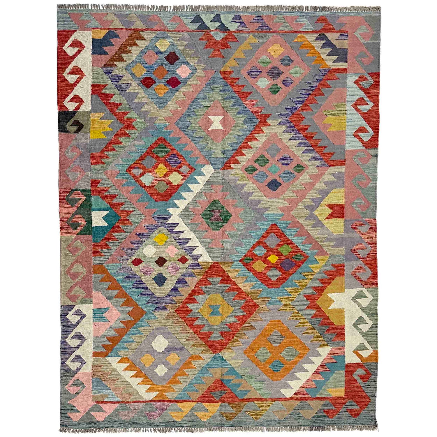 Handmade Multi Kilim Geometric 4x7 ft