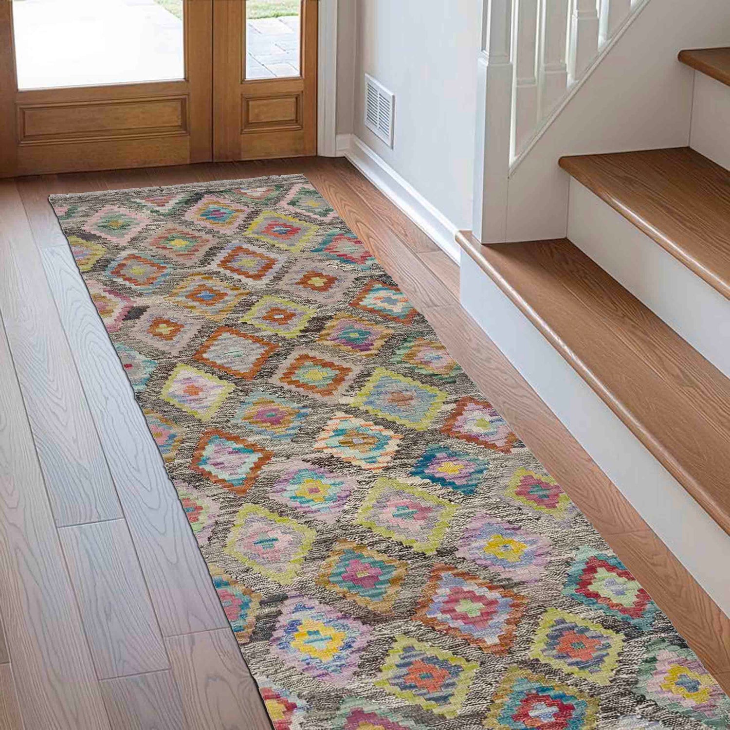 Handmade Multi Kilim Geometric 6' Runner
