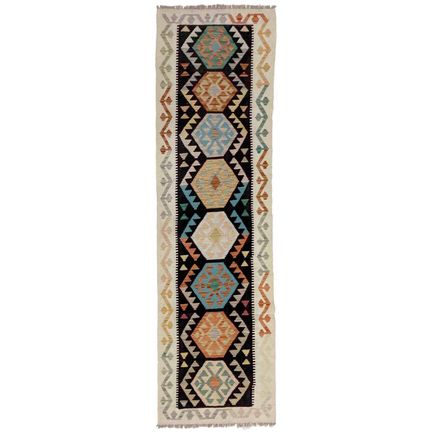 Handmade Multi Kilim Geometric 10' Runner