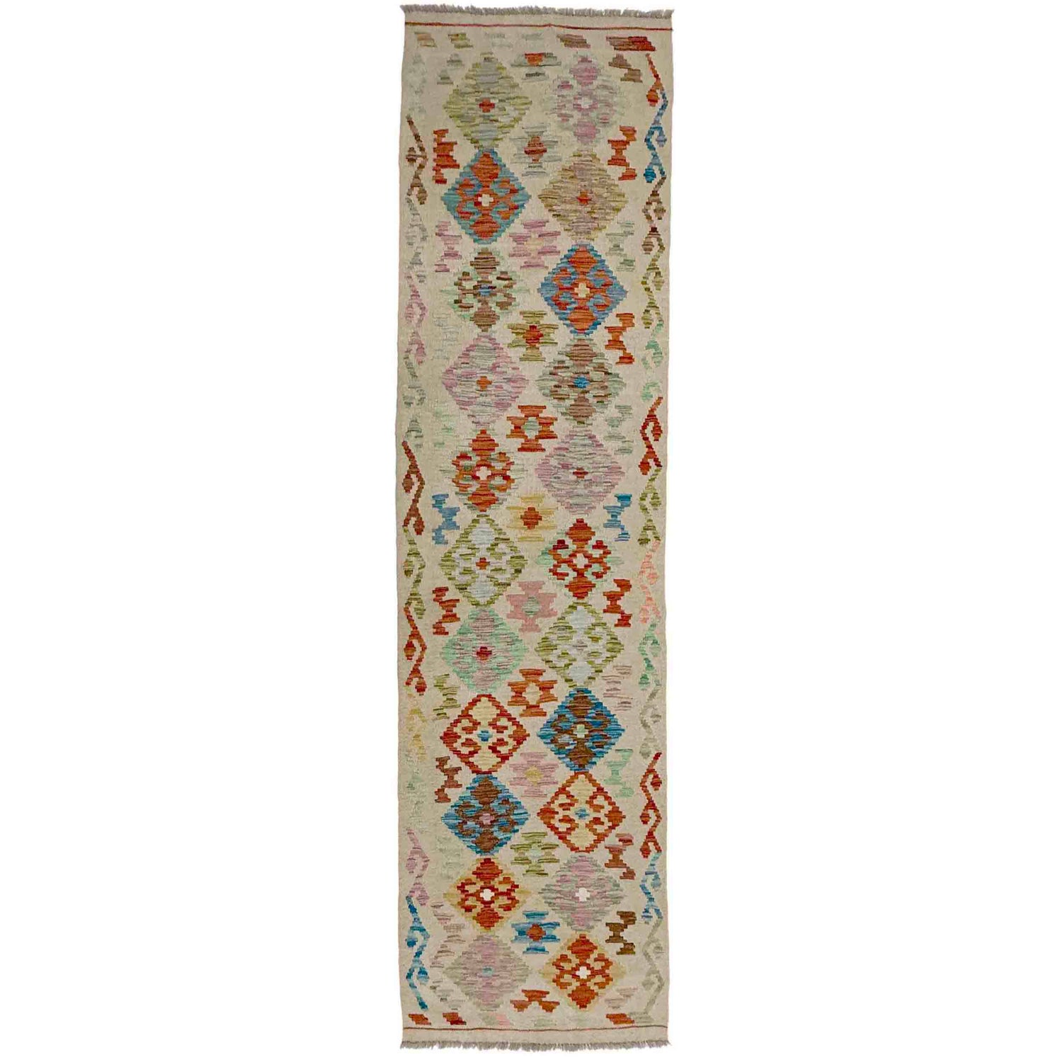 Handmade Multi Kilim Geometric 10' Runner