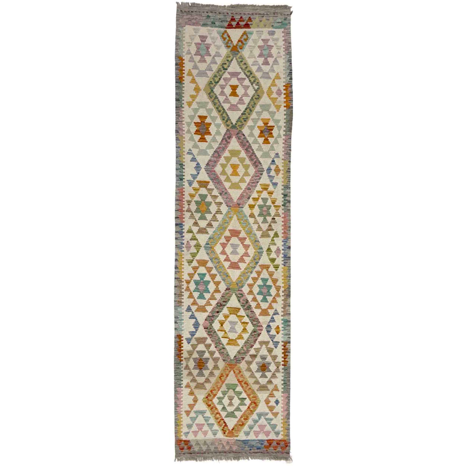 Handmade Multi Kilim Geometric 10' Runner
