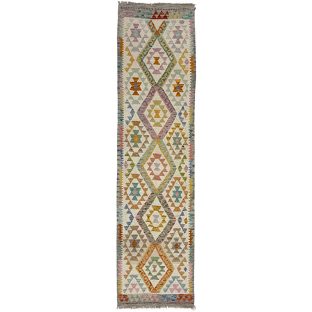Handmade Multi Kilim Geometric 10' Runner