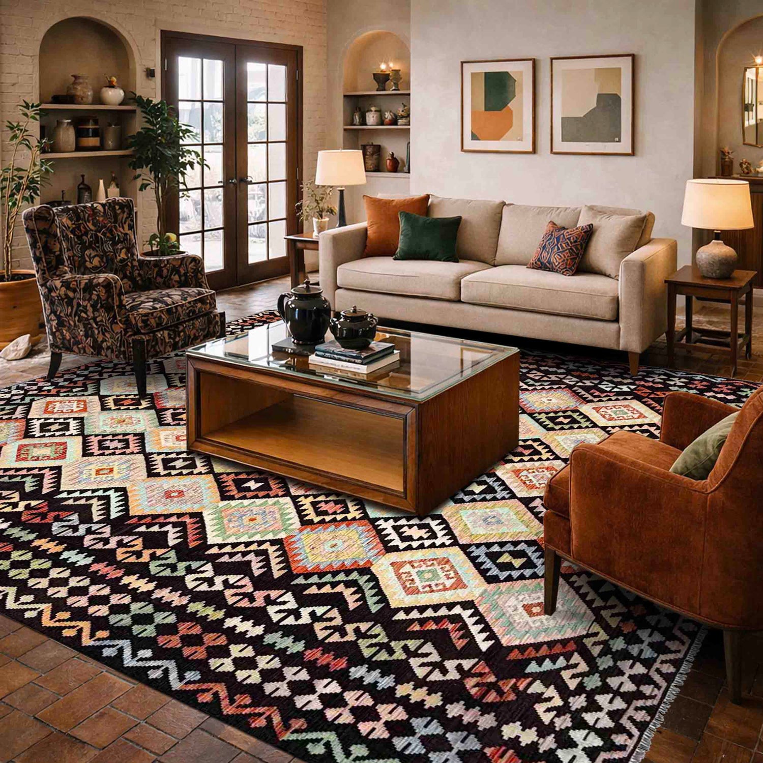 Handmade Multi Kilim Geometric 10x13 ft