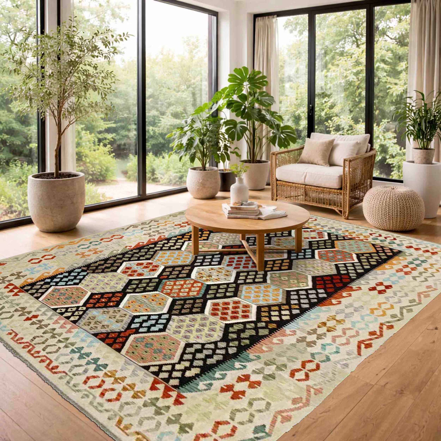 Handmade Multi Kilim Geometric 9x12 ft