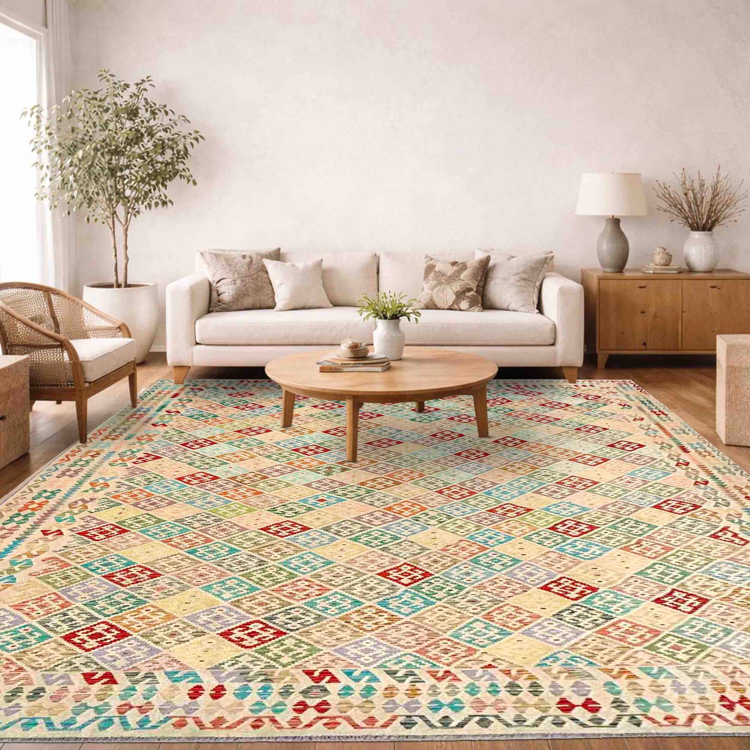Handmade Multi Kilim Geometric 13x20 ft