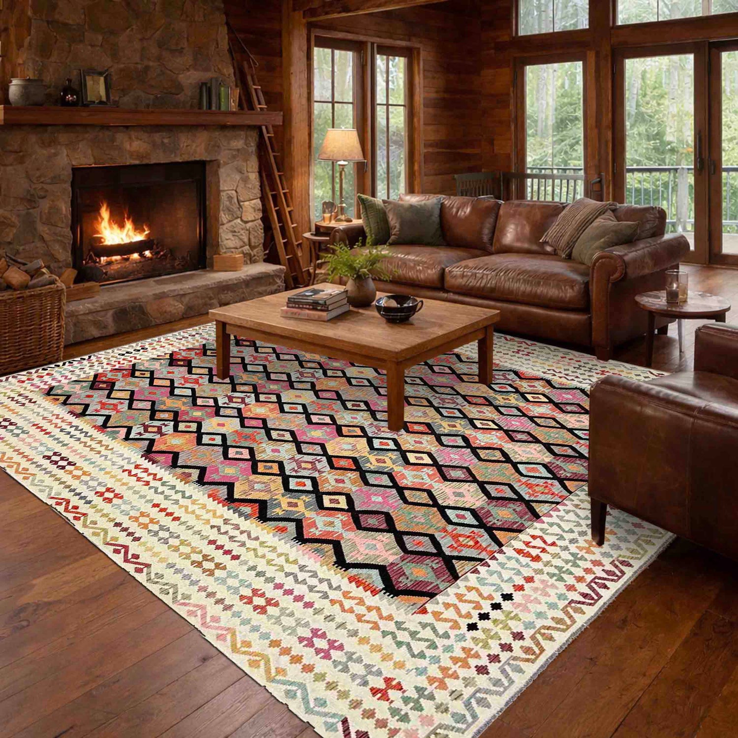 Handmade Multi Kilim Geometric 13x20 ft