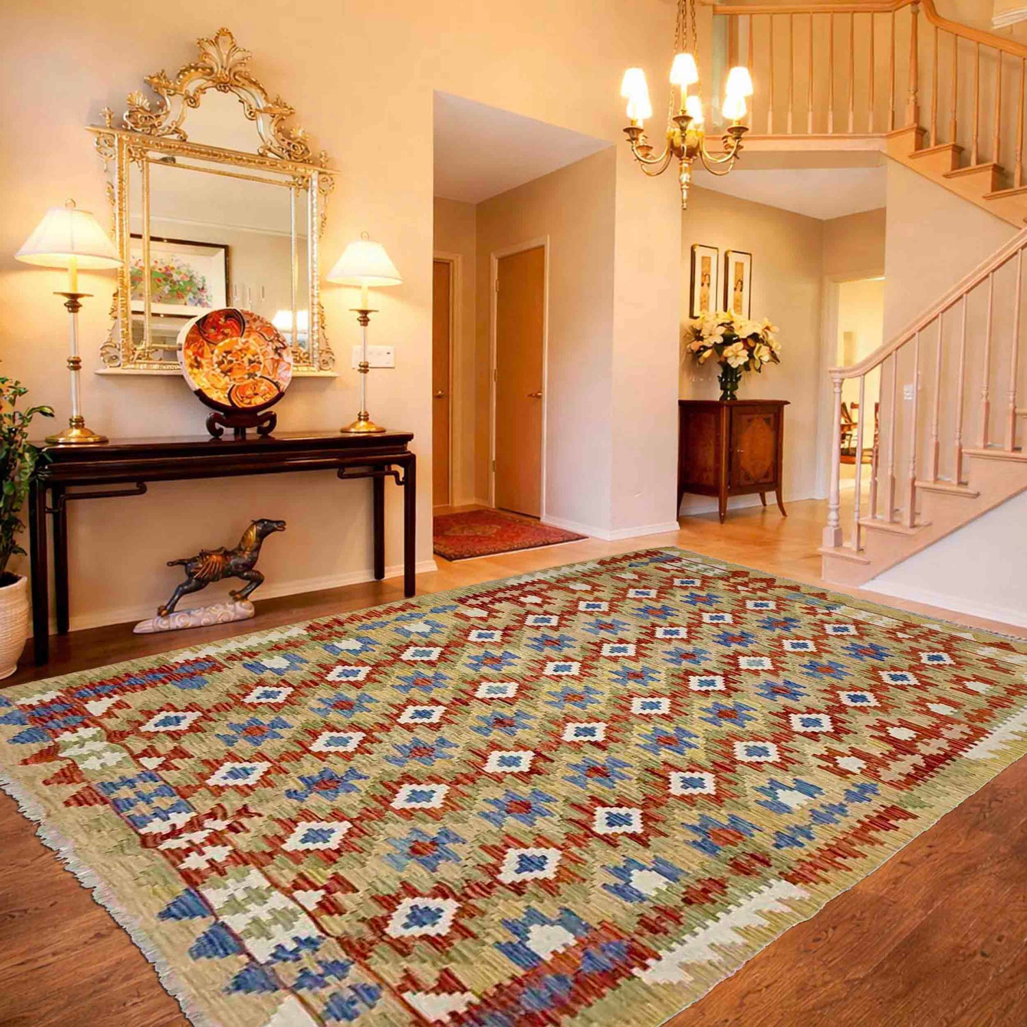 Handmade Multi Kilim Geometric 5x8 ft