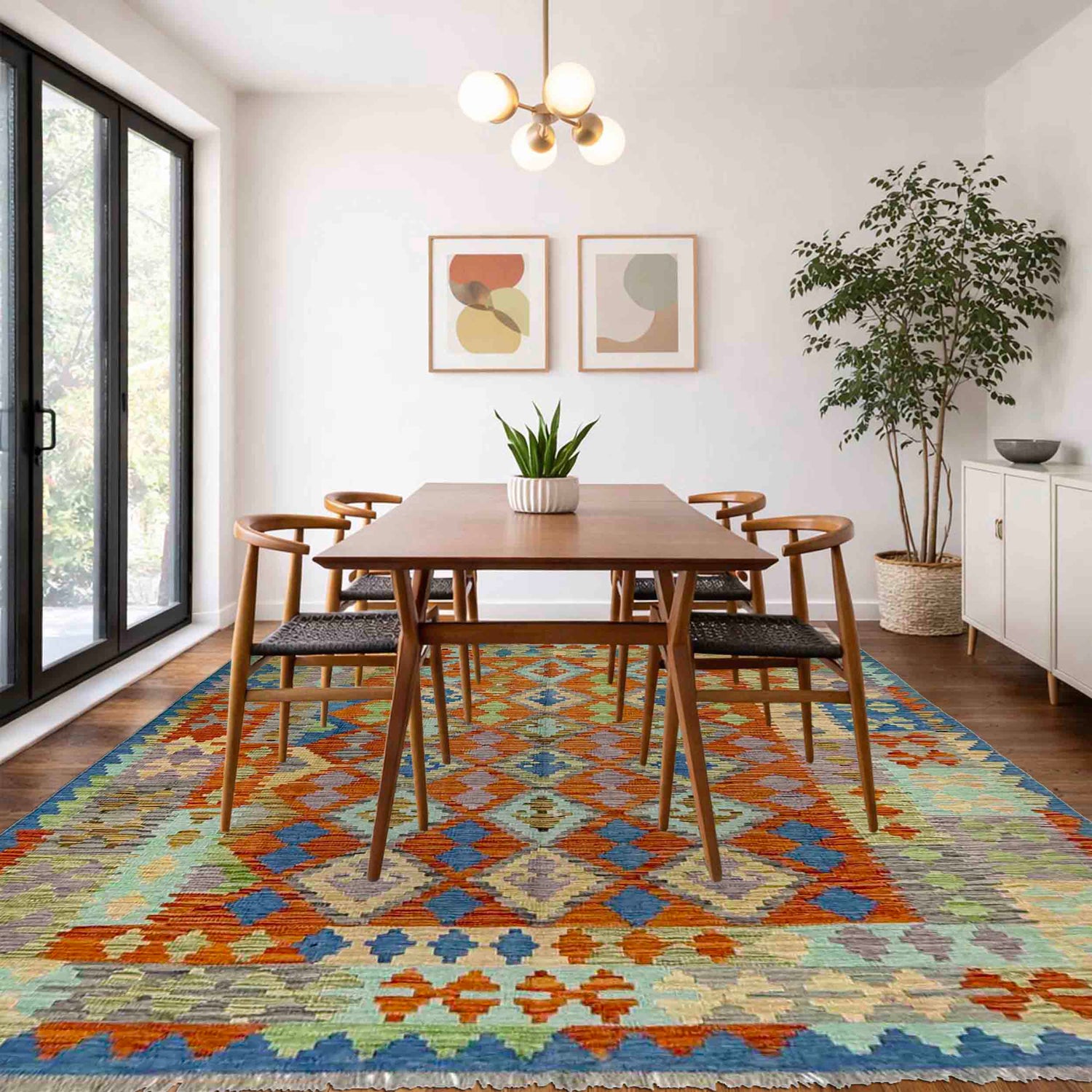 Handmade Multi Kilim Geometric 5x8 ft