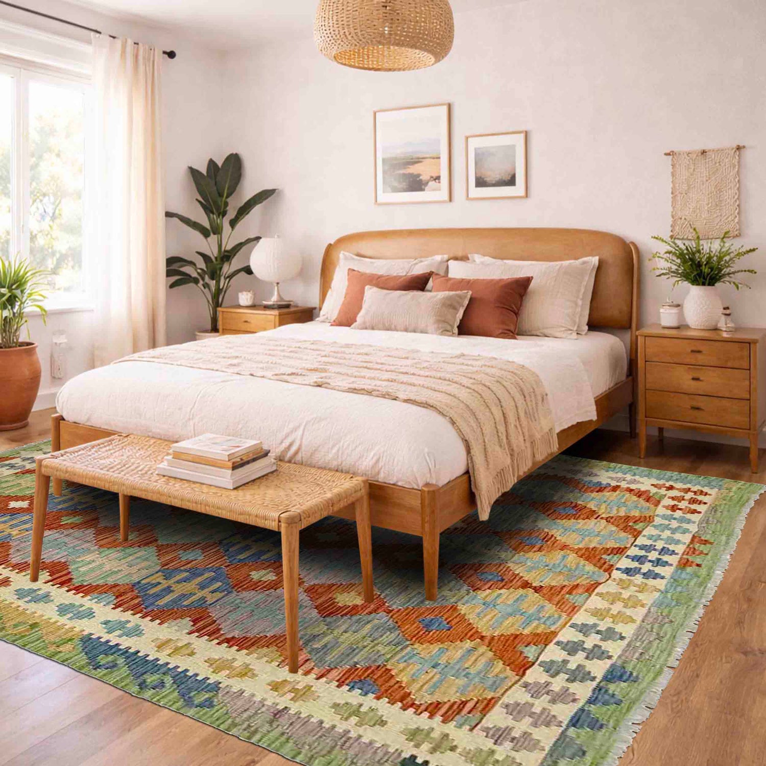 Handmade Multi Kilim Geometric 5x8 ft