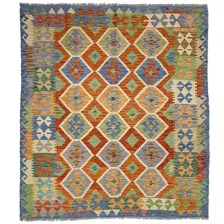 Handmade Multi Kilim Geometric 5x8 ft