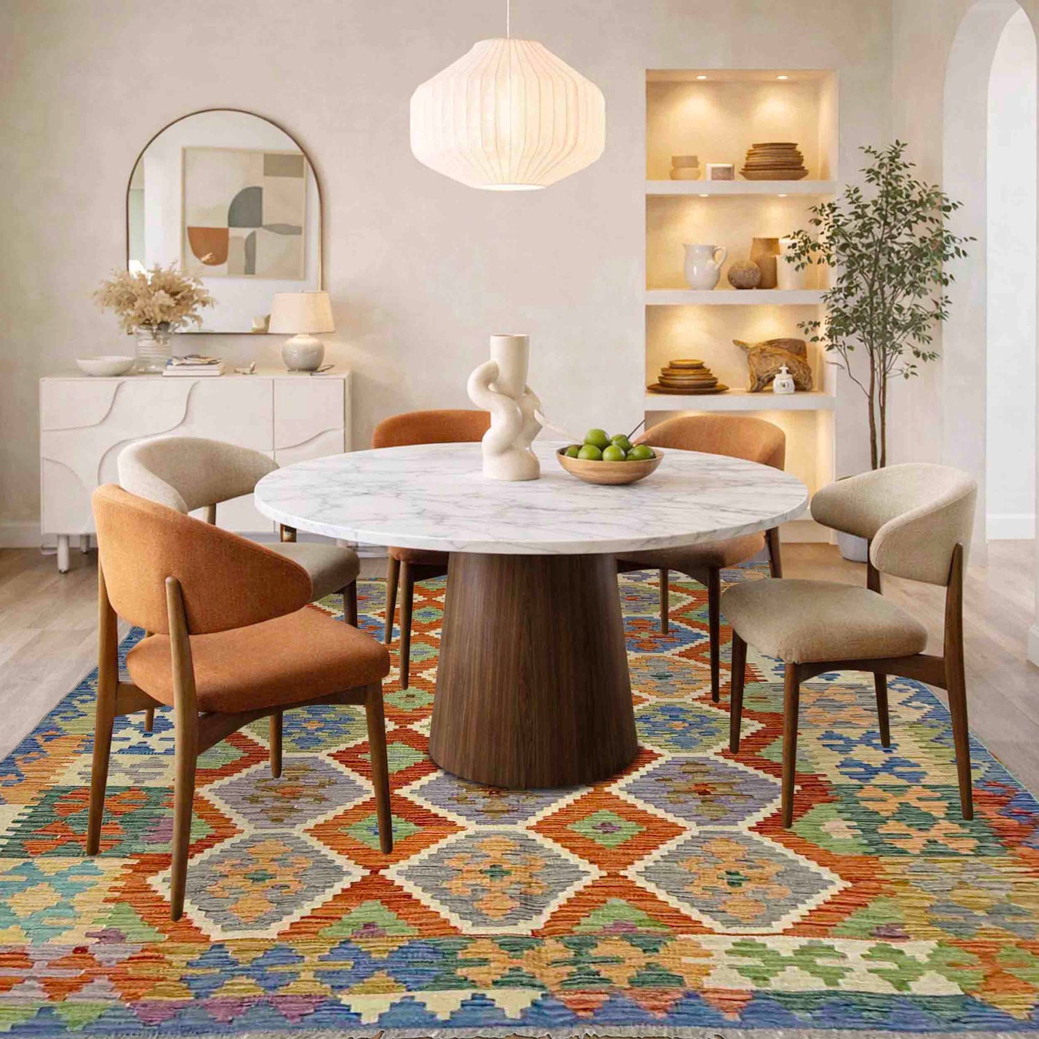 Handmade Multi Kilim Geometric 5x8 ft