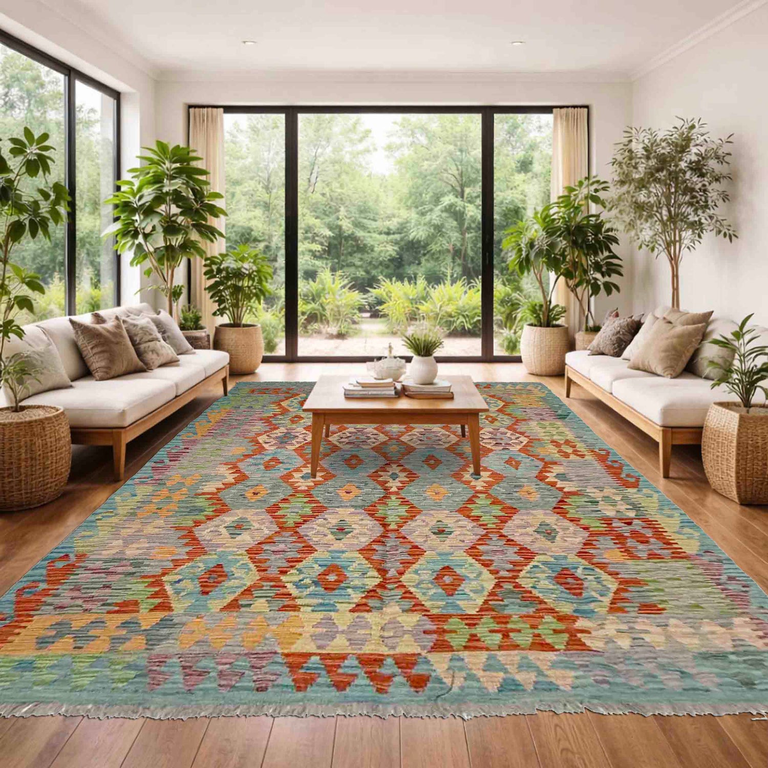 Handmade Multi Kilim Geometric 5x8 ft