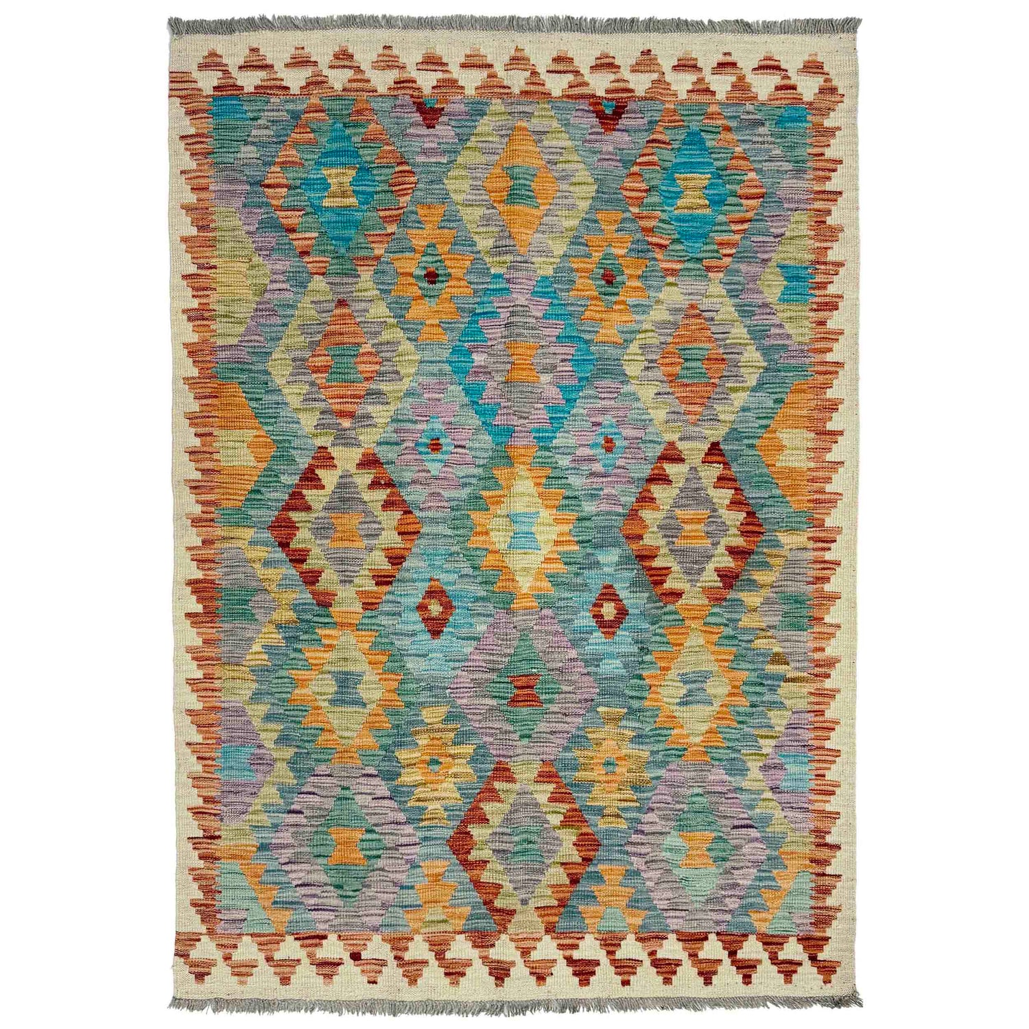 Handmade Multi Kilim Geometric 4x6 ft