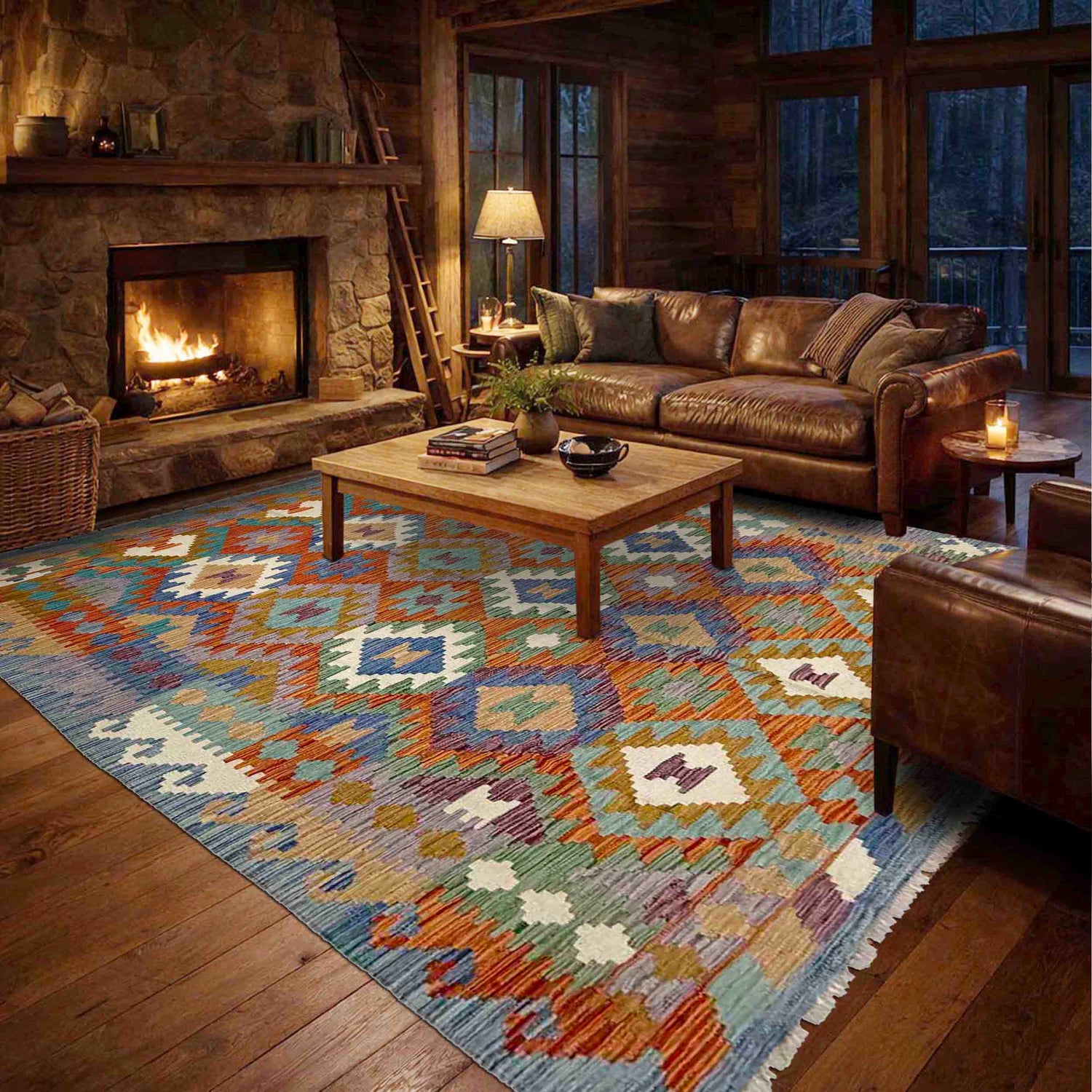 Handmade Multi Kilim Geometric 5x8 ft
