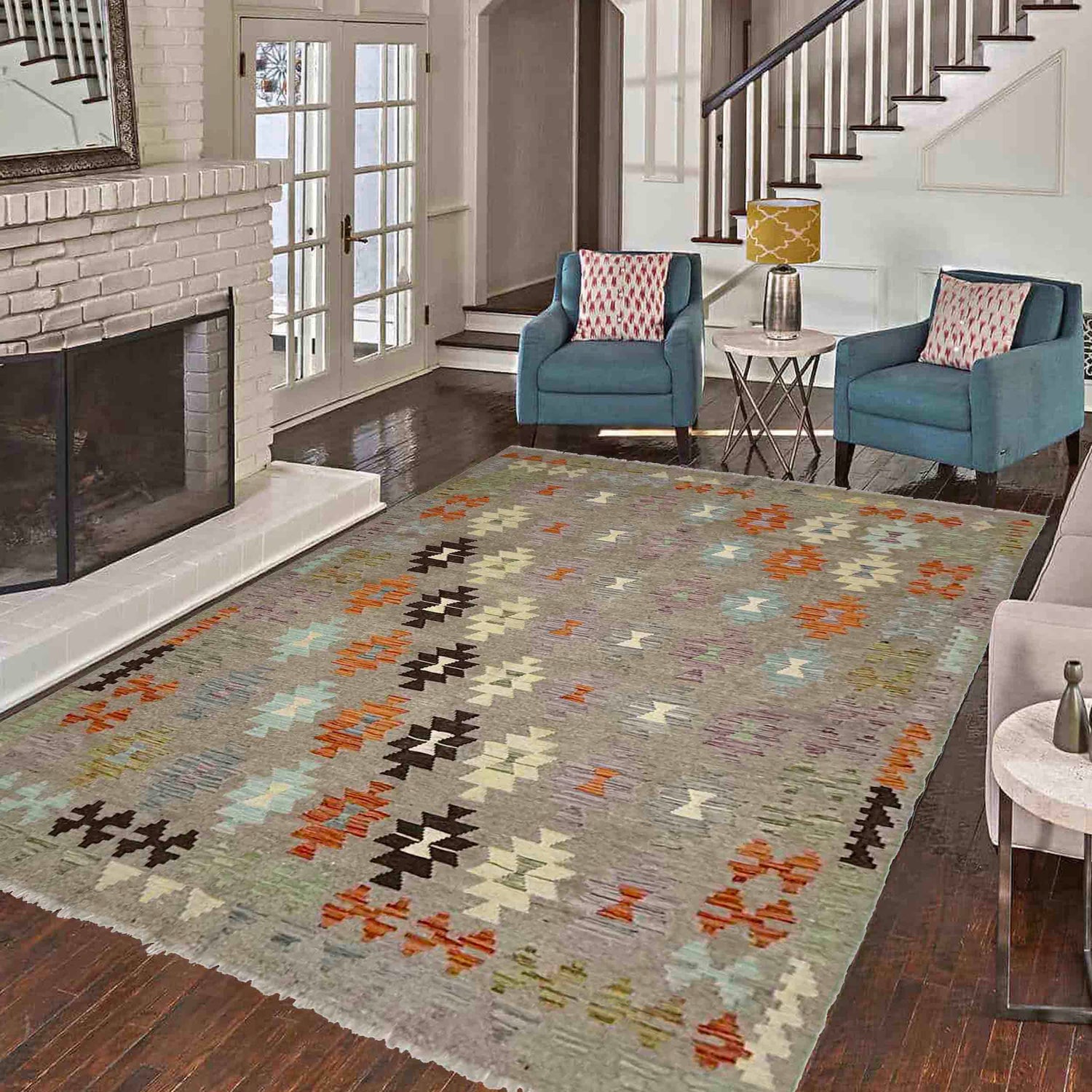 Handmade Multi Kilim Geometric 5x8 ft