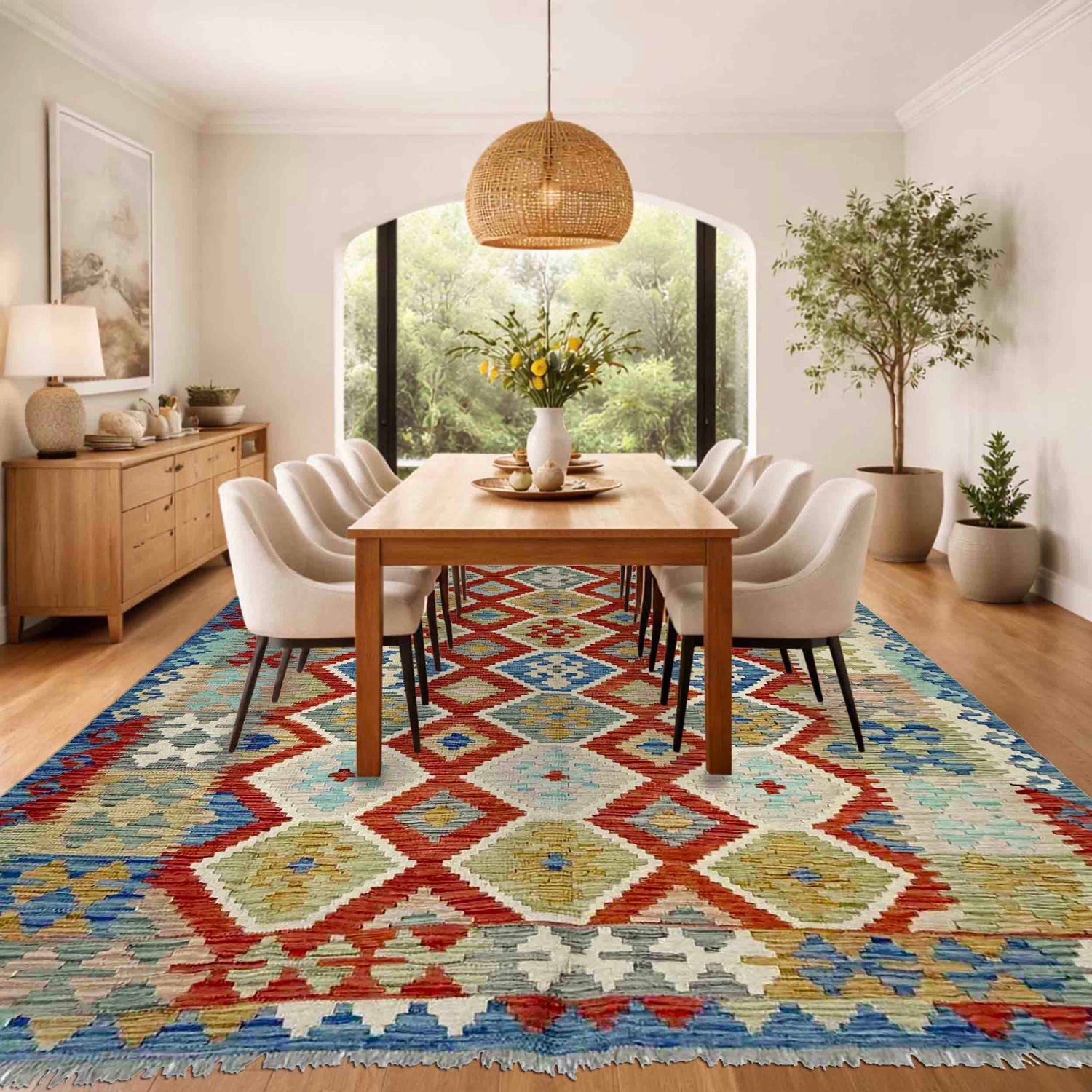 Handmade Multi Kilim Geometric 5x8 ft