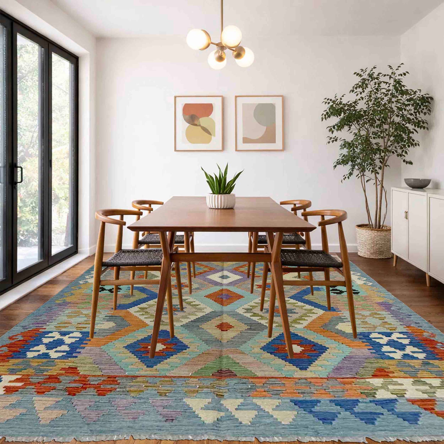 Handmade Multi Kilim Geometric 5x8 ft
