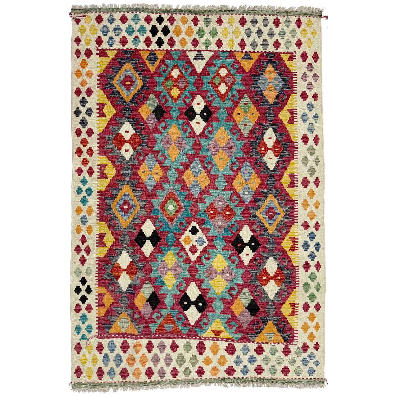 Handmade Multi Kilim Geometric 4x6 ft