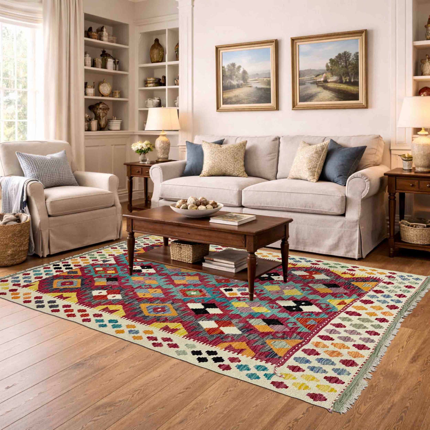 Handmade Multi Kilim Geometric 4x6 ft