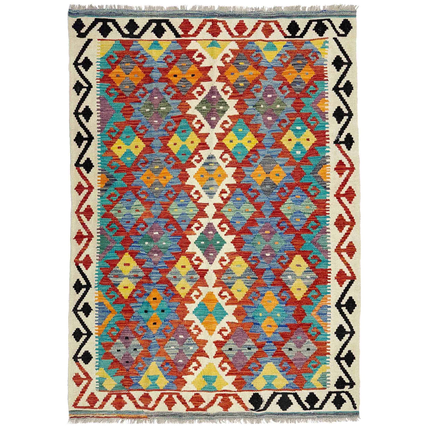 Handmade Multi Kilim Geometric 4x6 ft