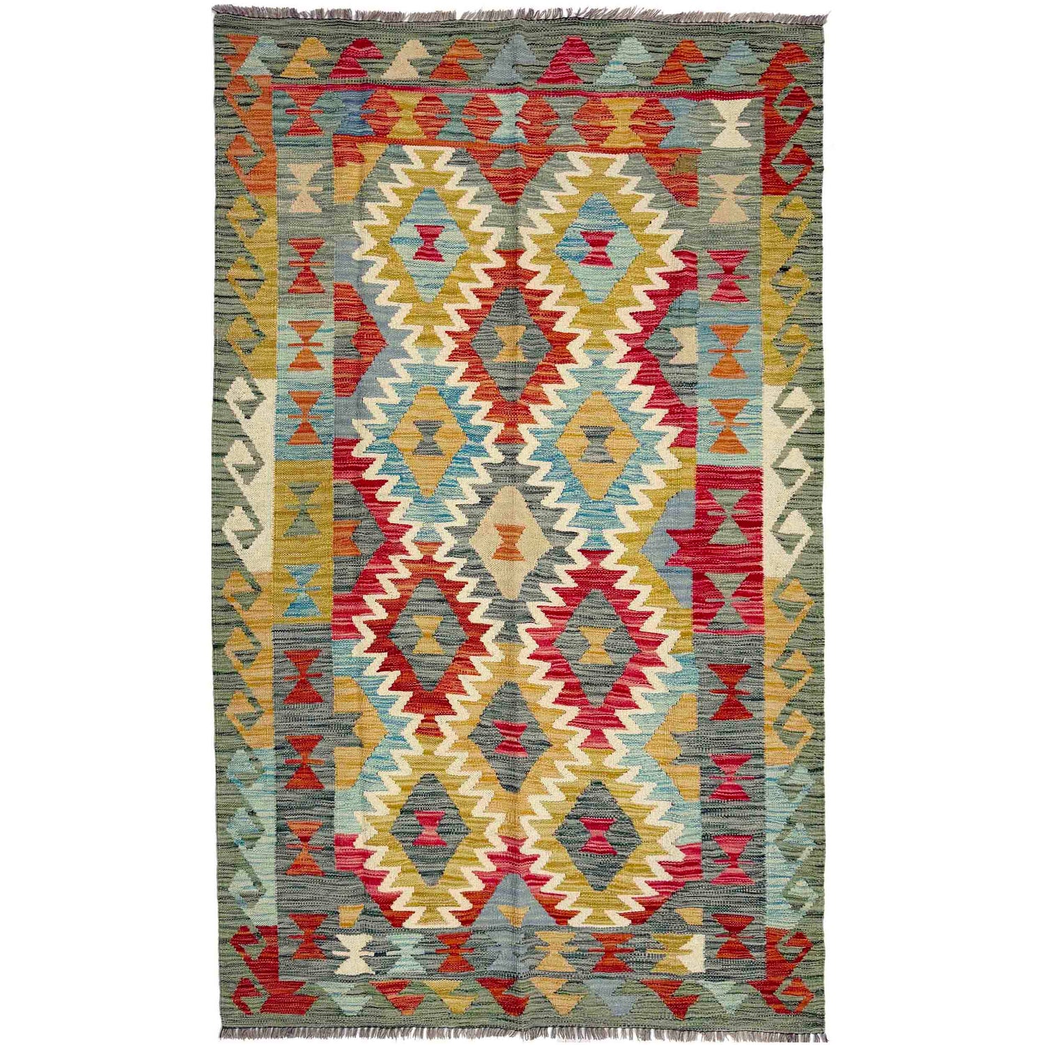 Handmade Multi Kilim Geometric 4x6 ft