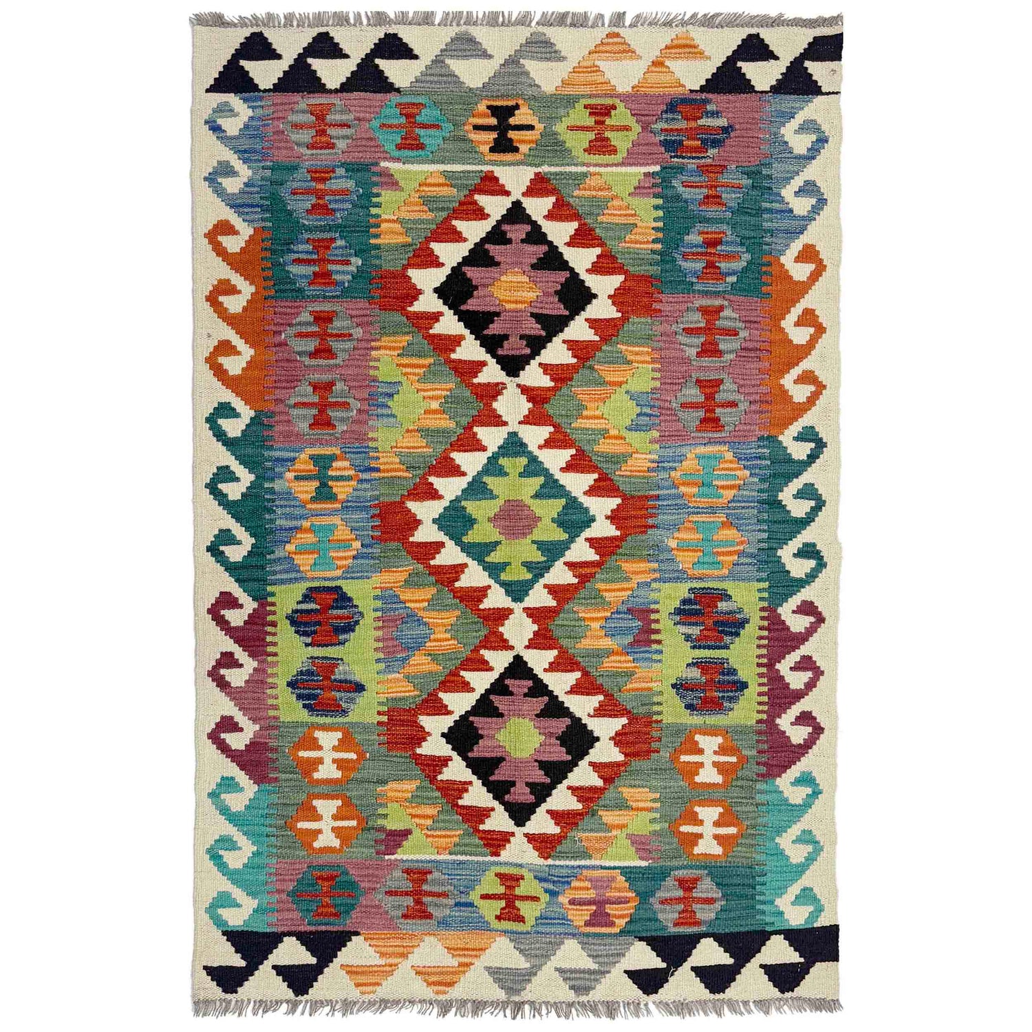 Handmade Multi Kilim Geometric 3x5 ft