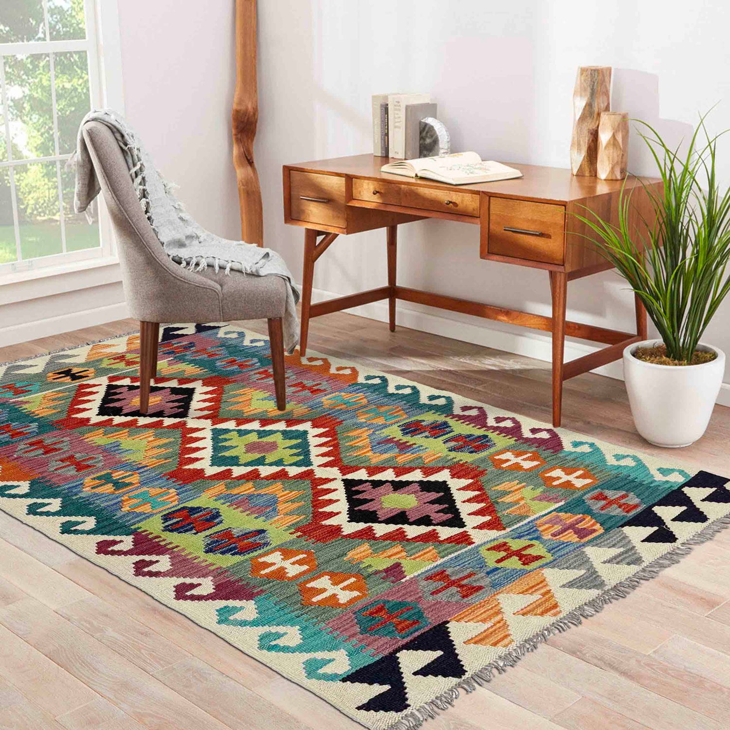 Handmade Multi Kilim Geometric 3x5 ft