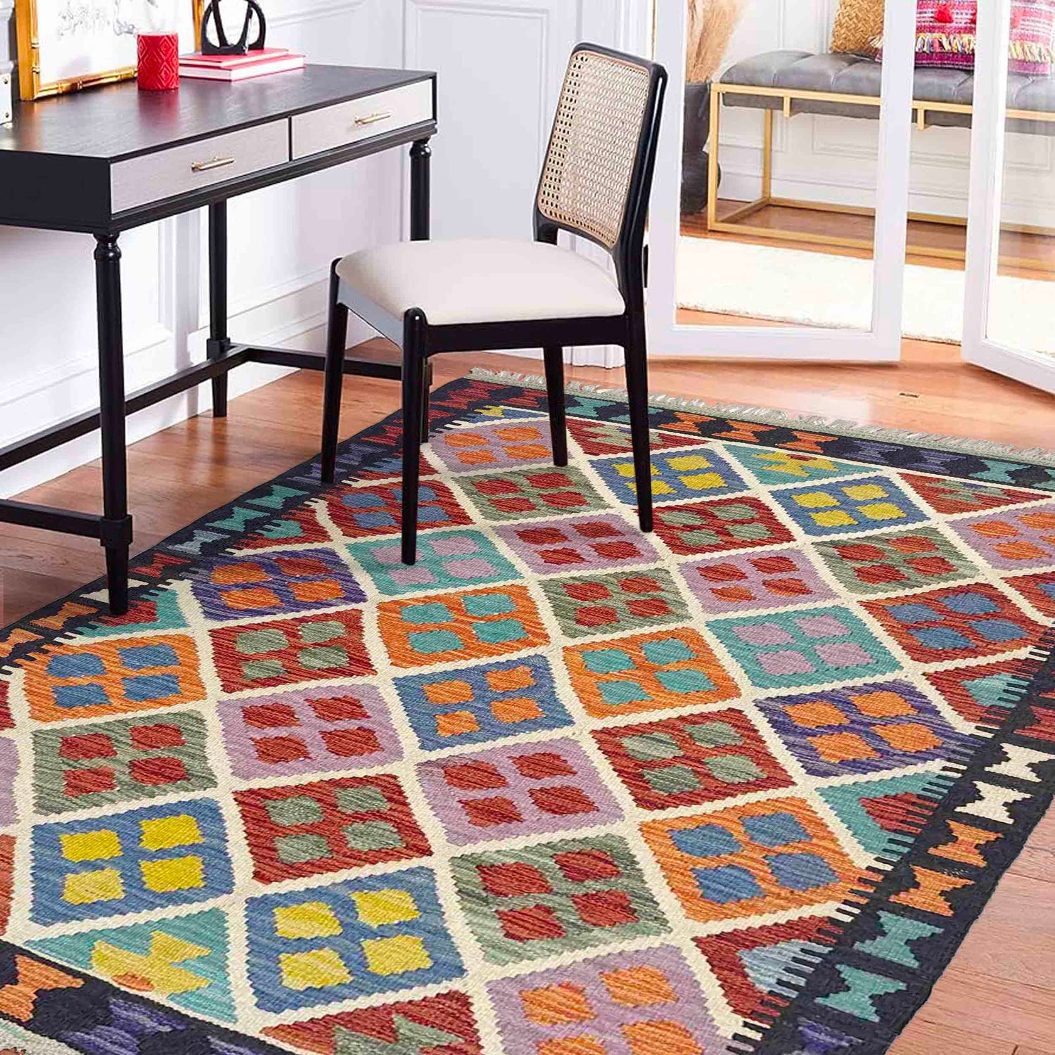 Handmade Multi Kilim Geometric 3x5 ft