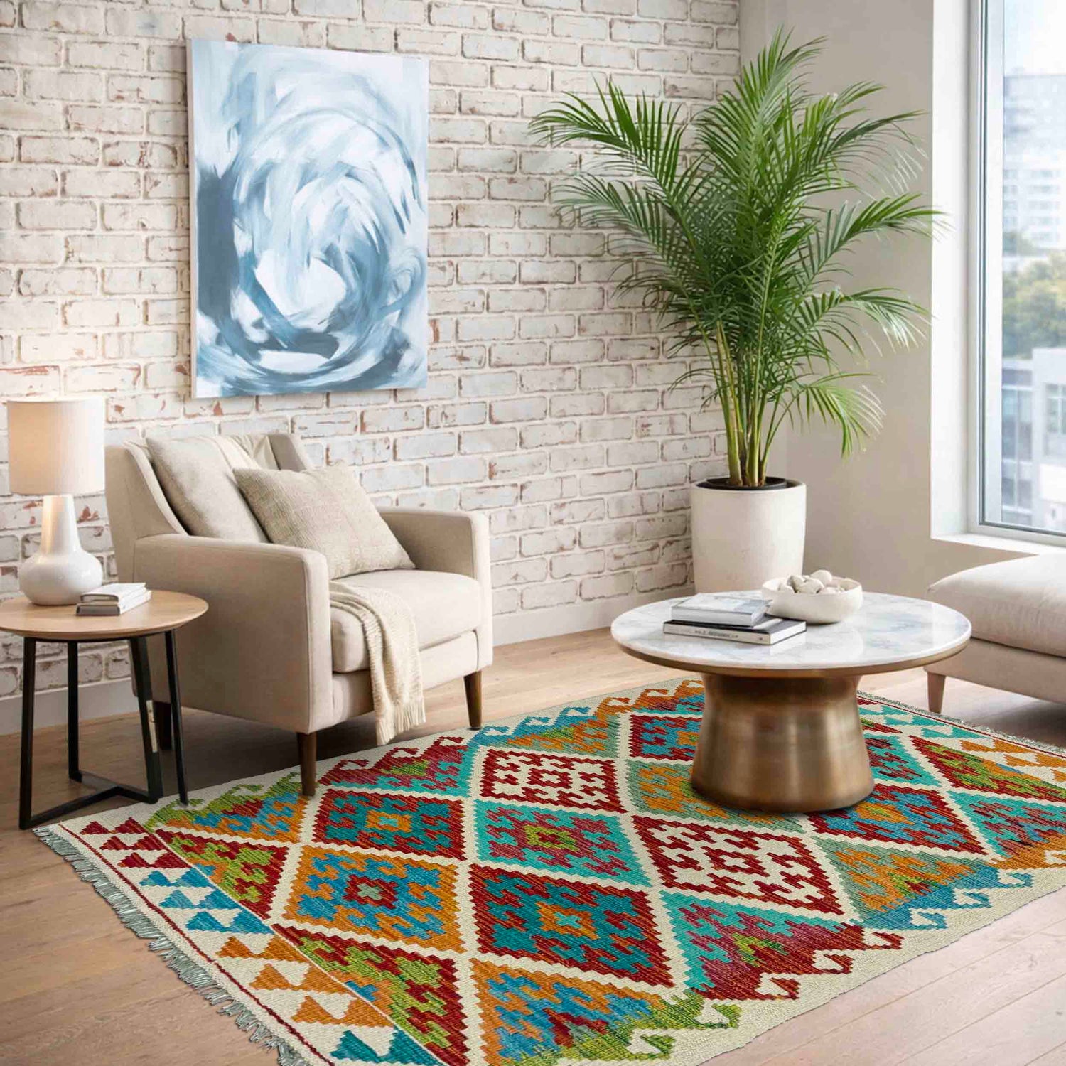 Handmade Multi Kilim Geometric 3x5 ft