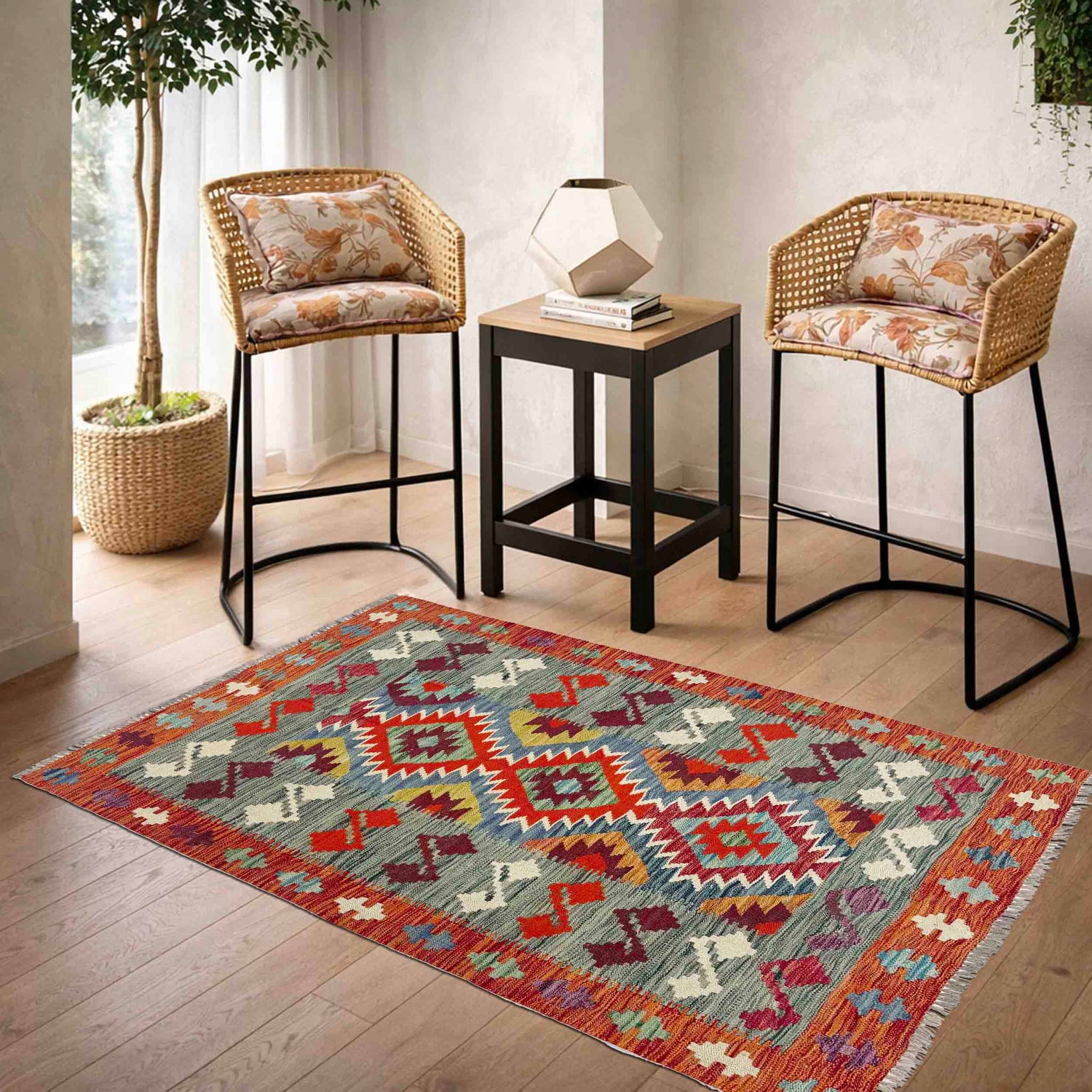 Handmade Multi Kilim Geometric 3x5 ft