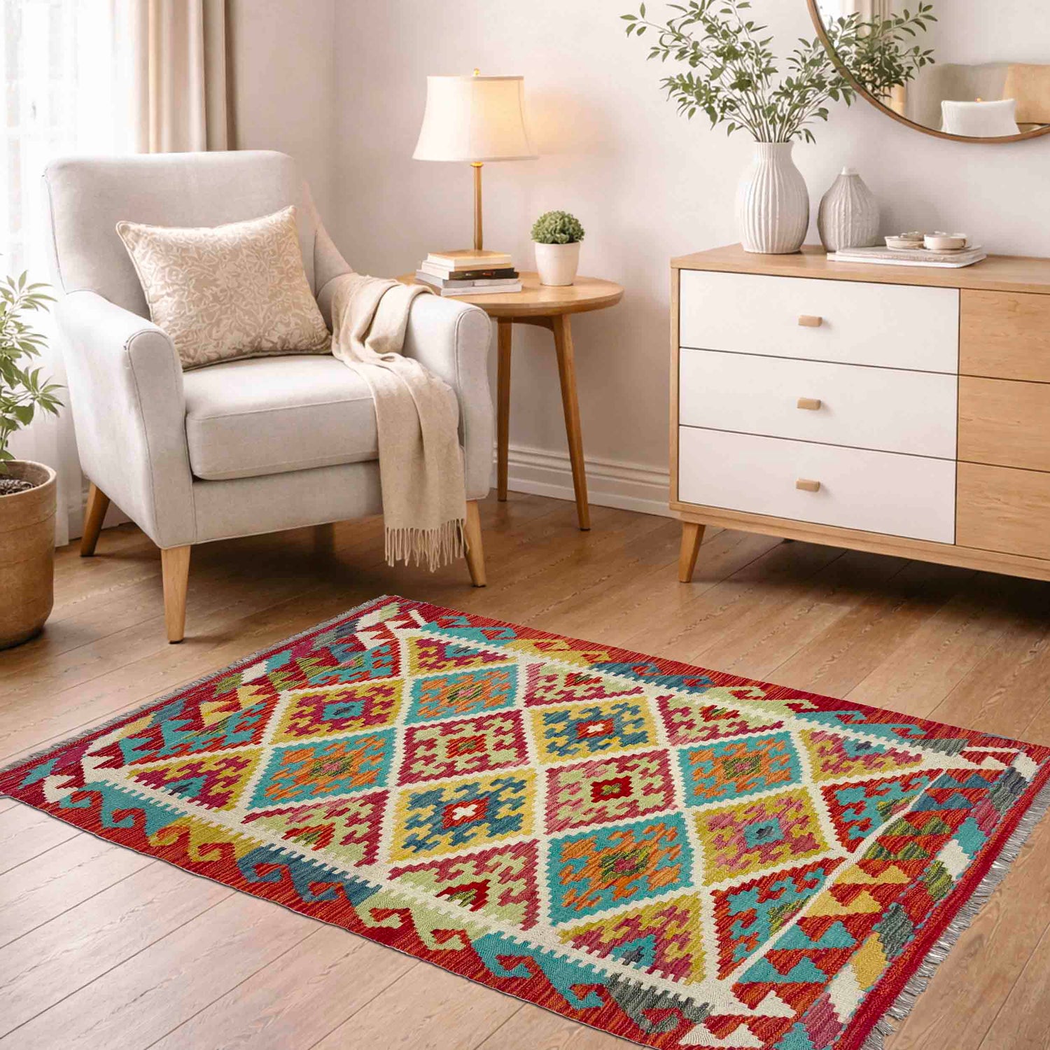 Handmade Multi Kilim Geometric 3x5 ft