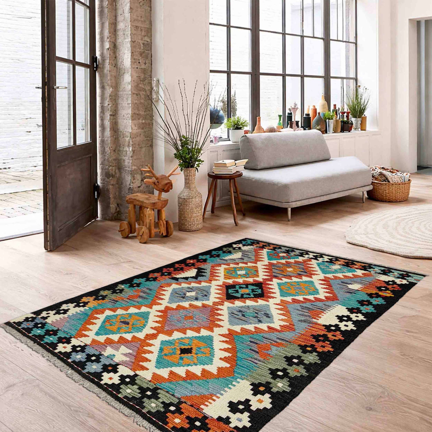 Handmade Multi Kilim Geometric 3x5 ft