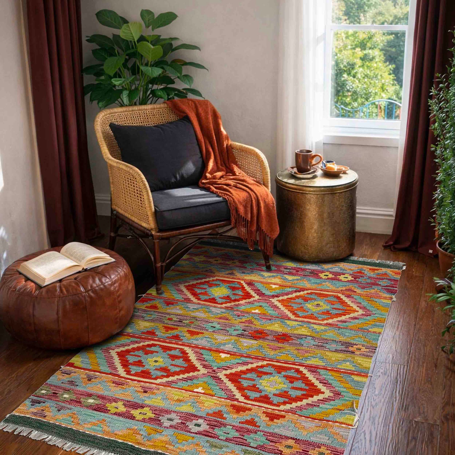 Handmade Multi Kilim Geometric 3x5 ft