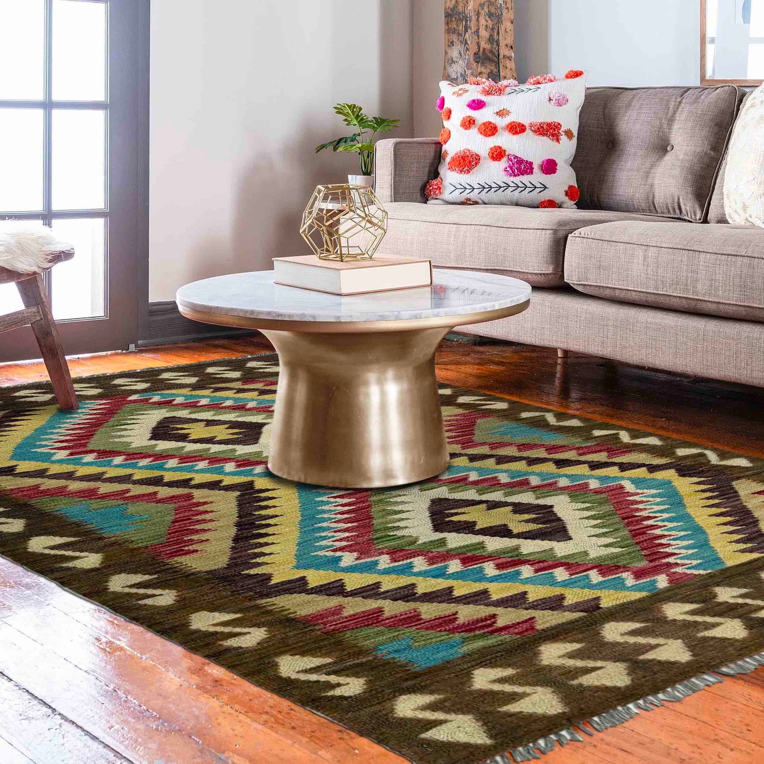 Handmade Multi Kilim Geometric 3x5 ft