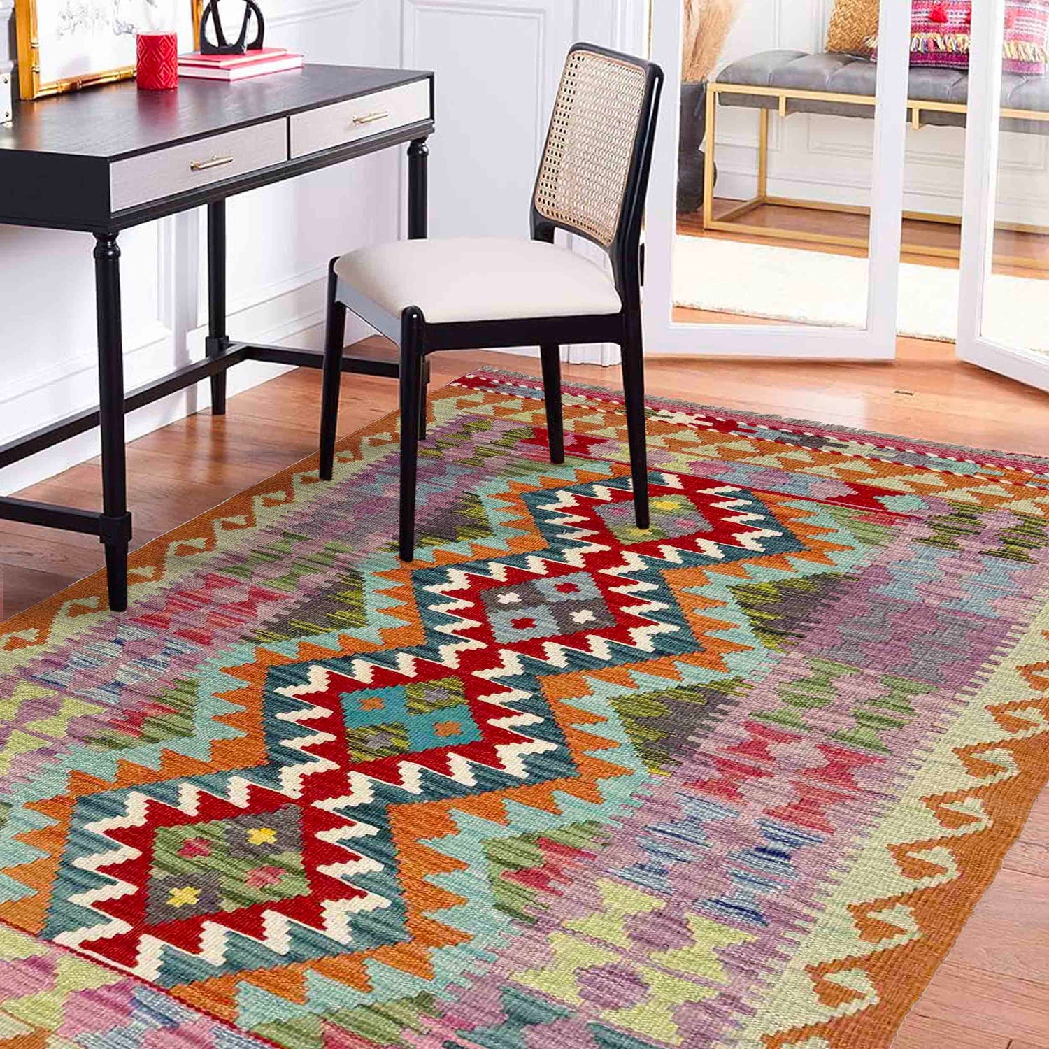 Handmade Multi Kilim Geometric 3x5 ft