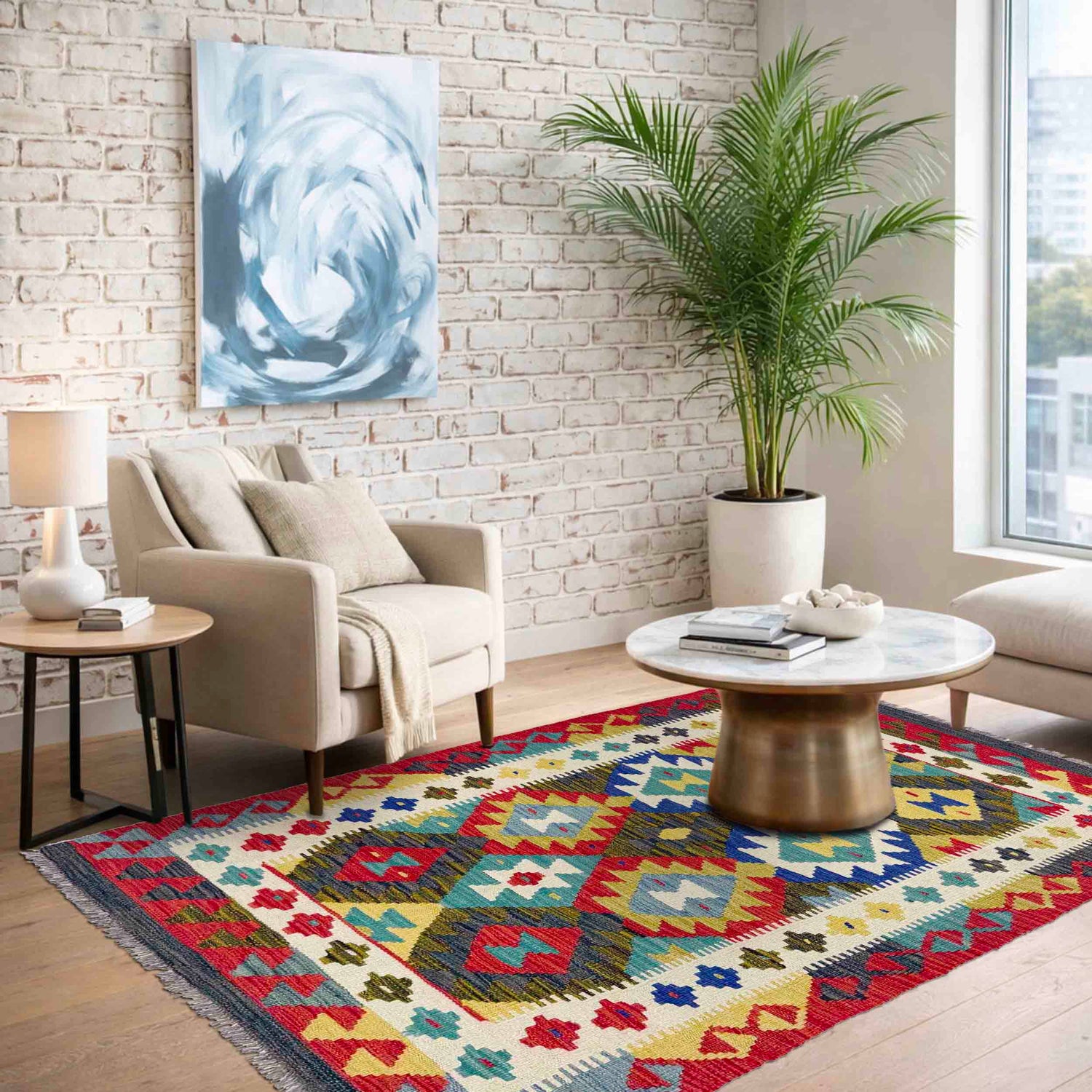 Handmade Multi Kilim Geometric 3x5 ft