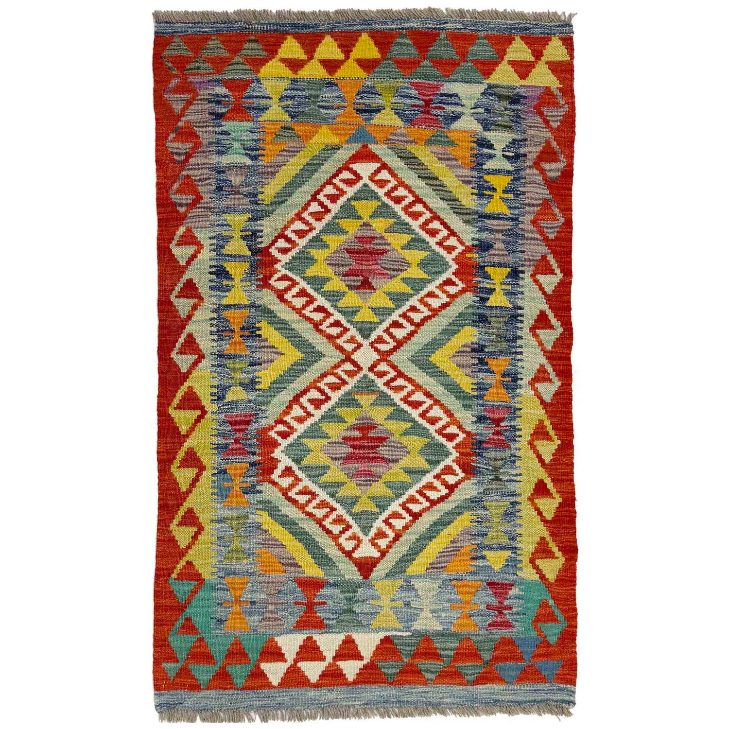 Handmade Multi Kilim Geometric 2x4 ft