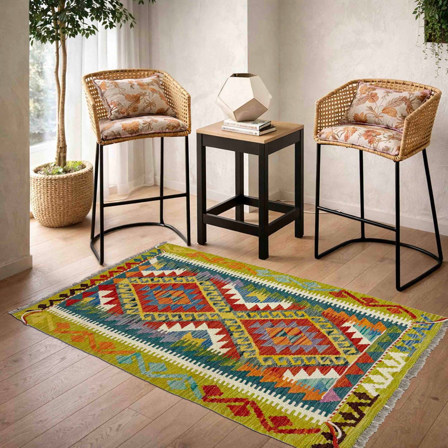 Handmade Multi Kilim Geometric 2x4 ft