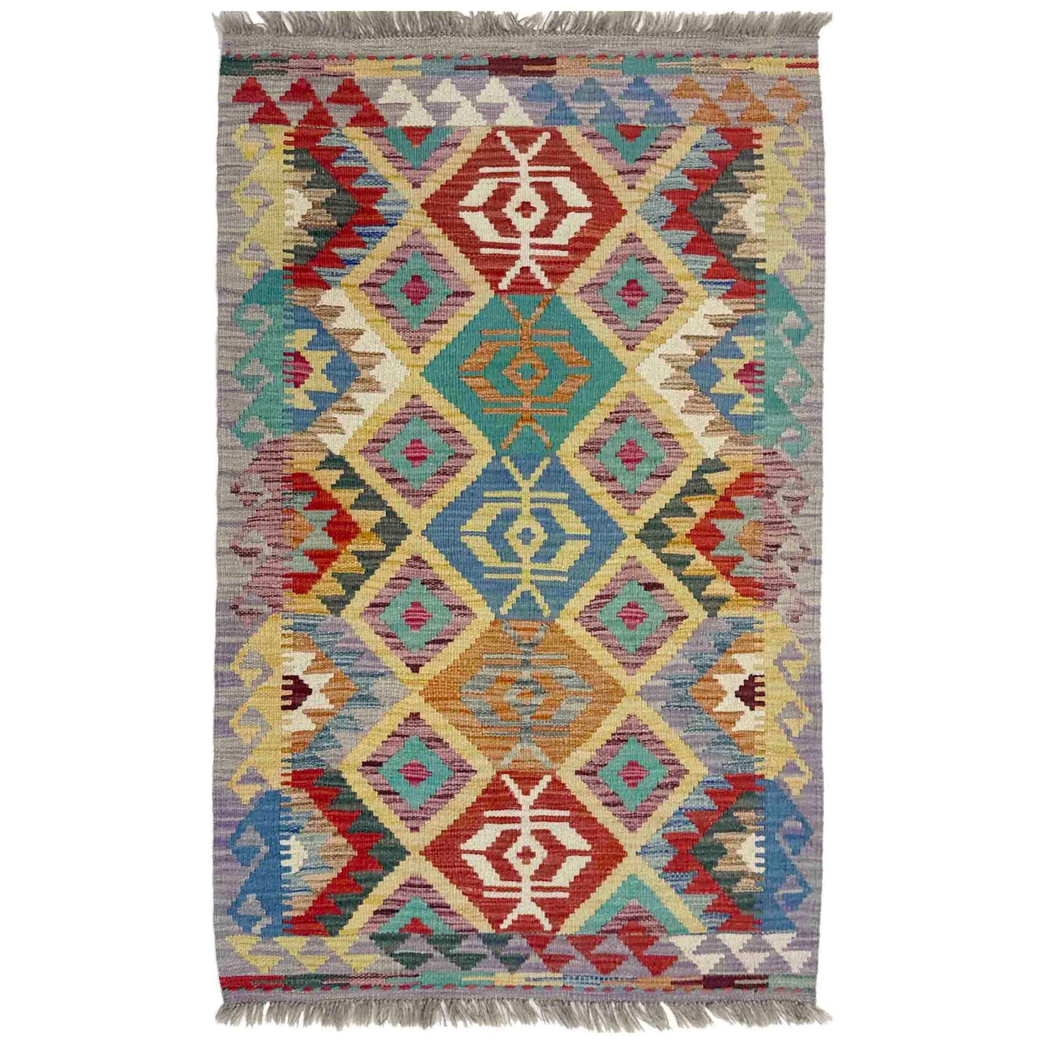 Handmade Multi Kilim Geometric 2x4 ft