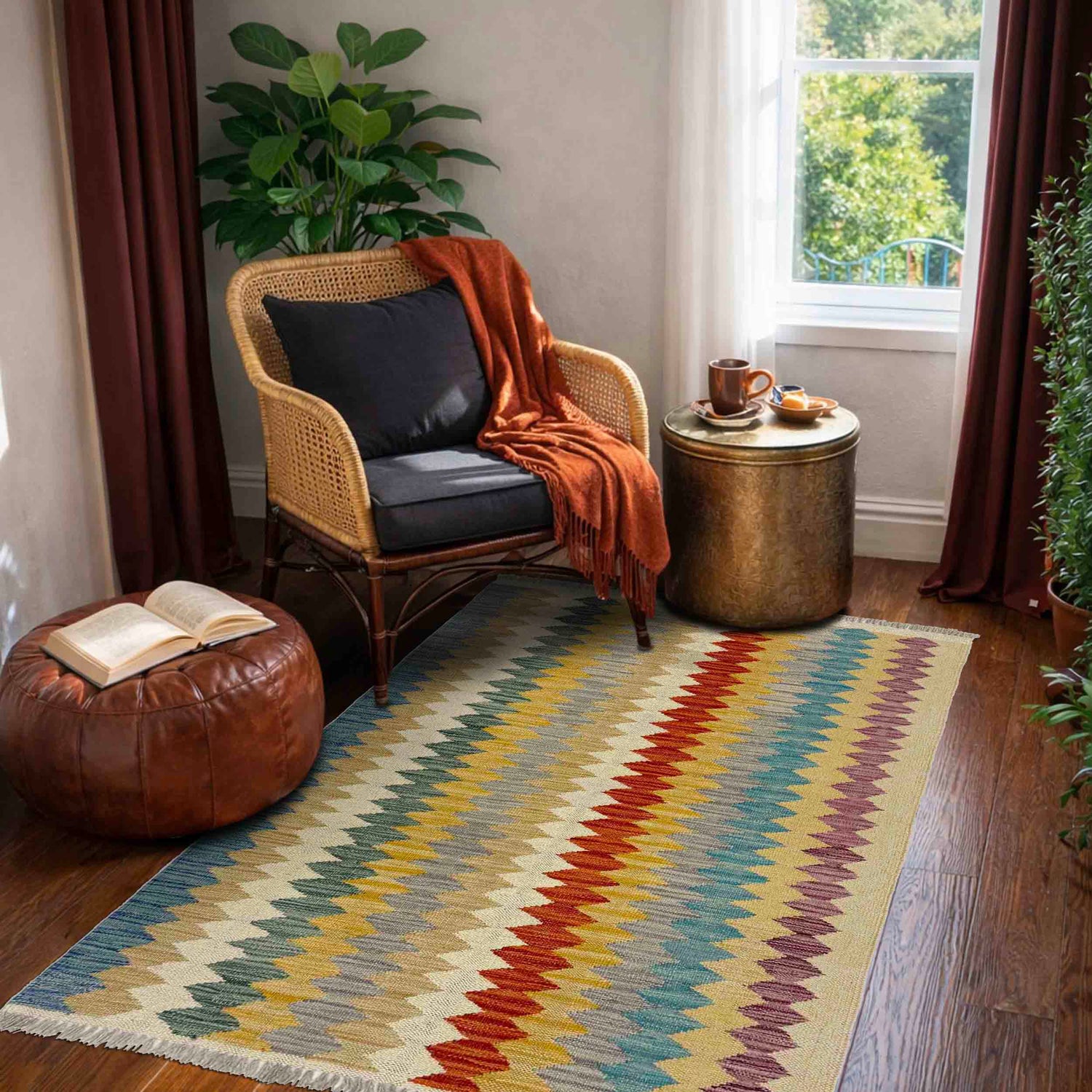 Handmade Multi Kilim Geometric 2x4 ft