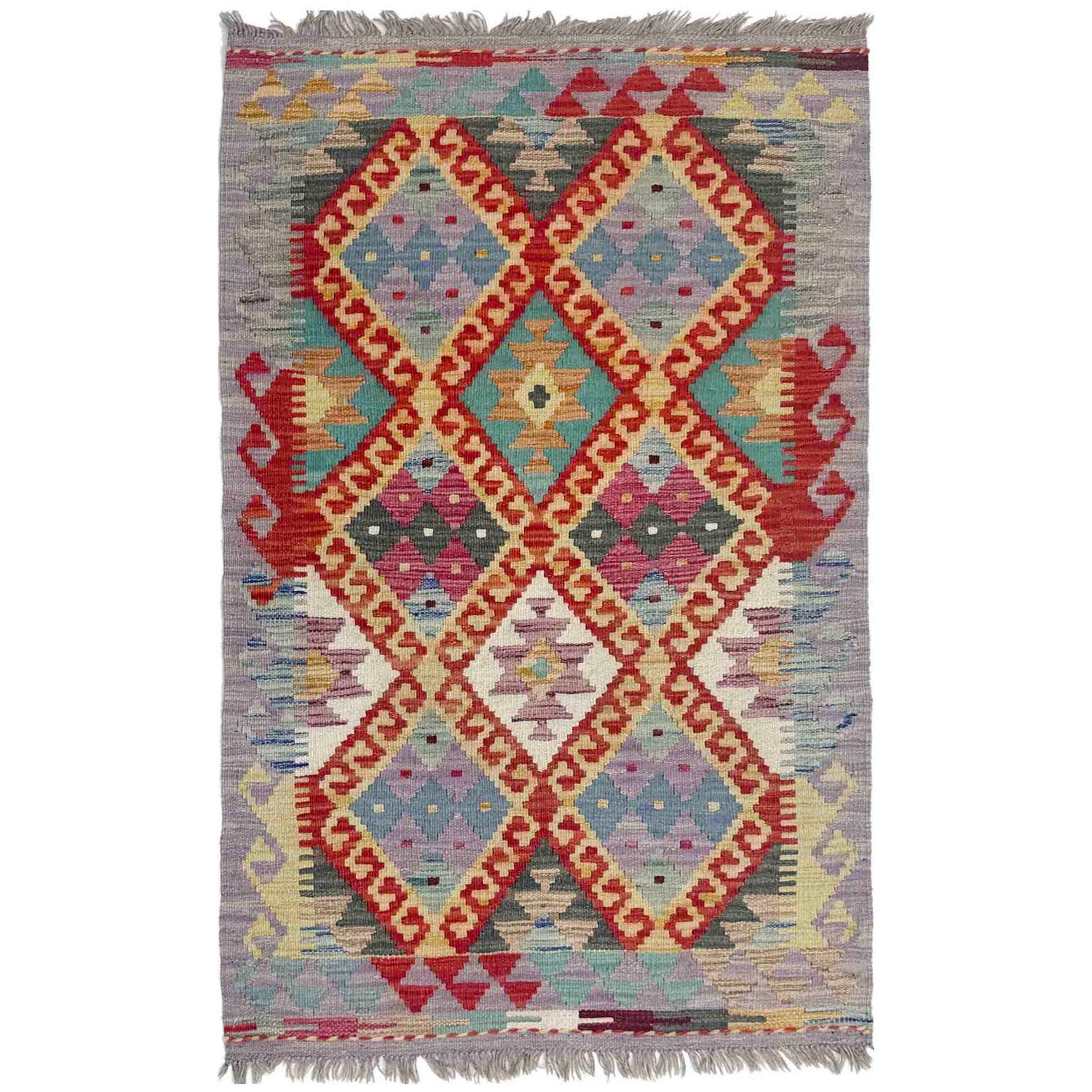 Handmade Multi Kilim Geometric 2x4 ft