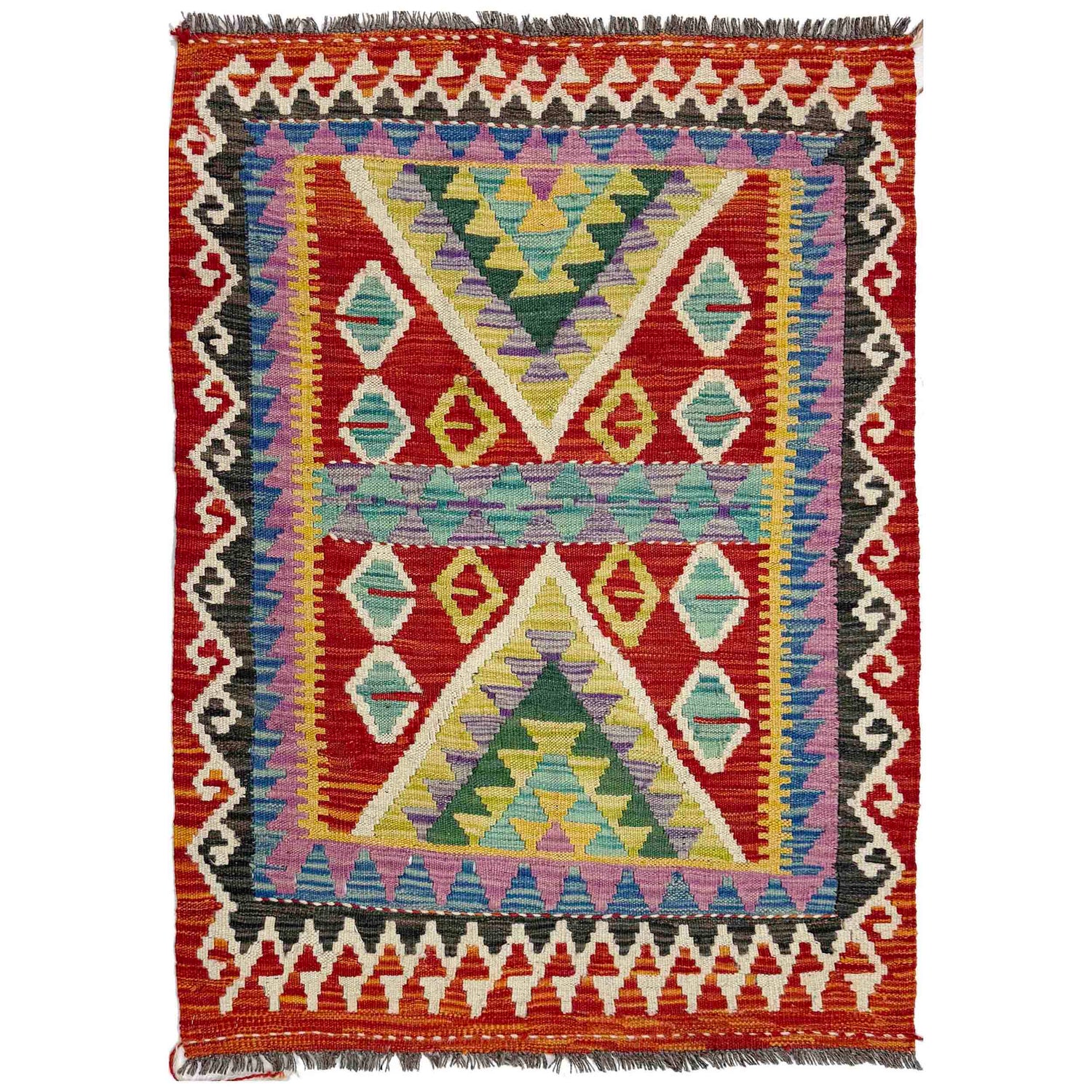 Handmade Multi Kilim Geometric 2x4 ft